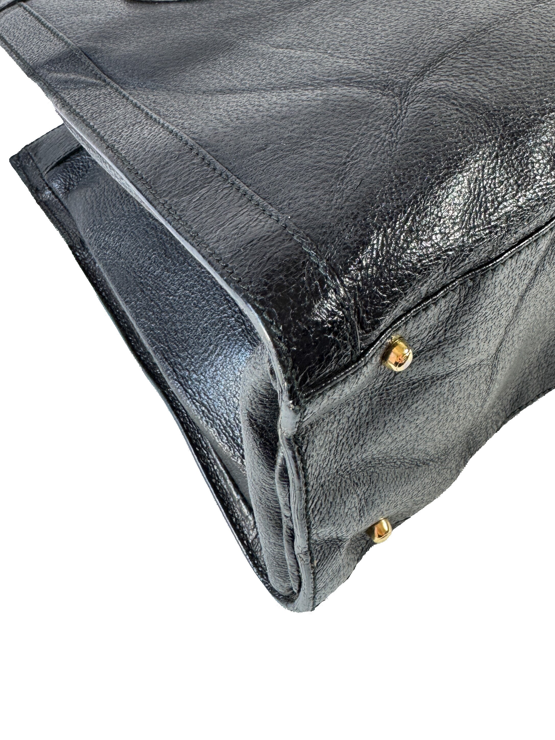 Gucci black leather vintage Diana bamboo tote 002-1186-0260 *as is*