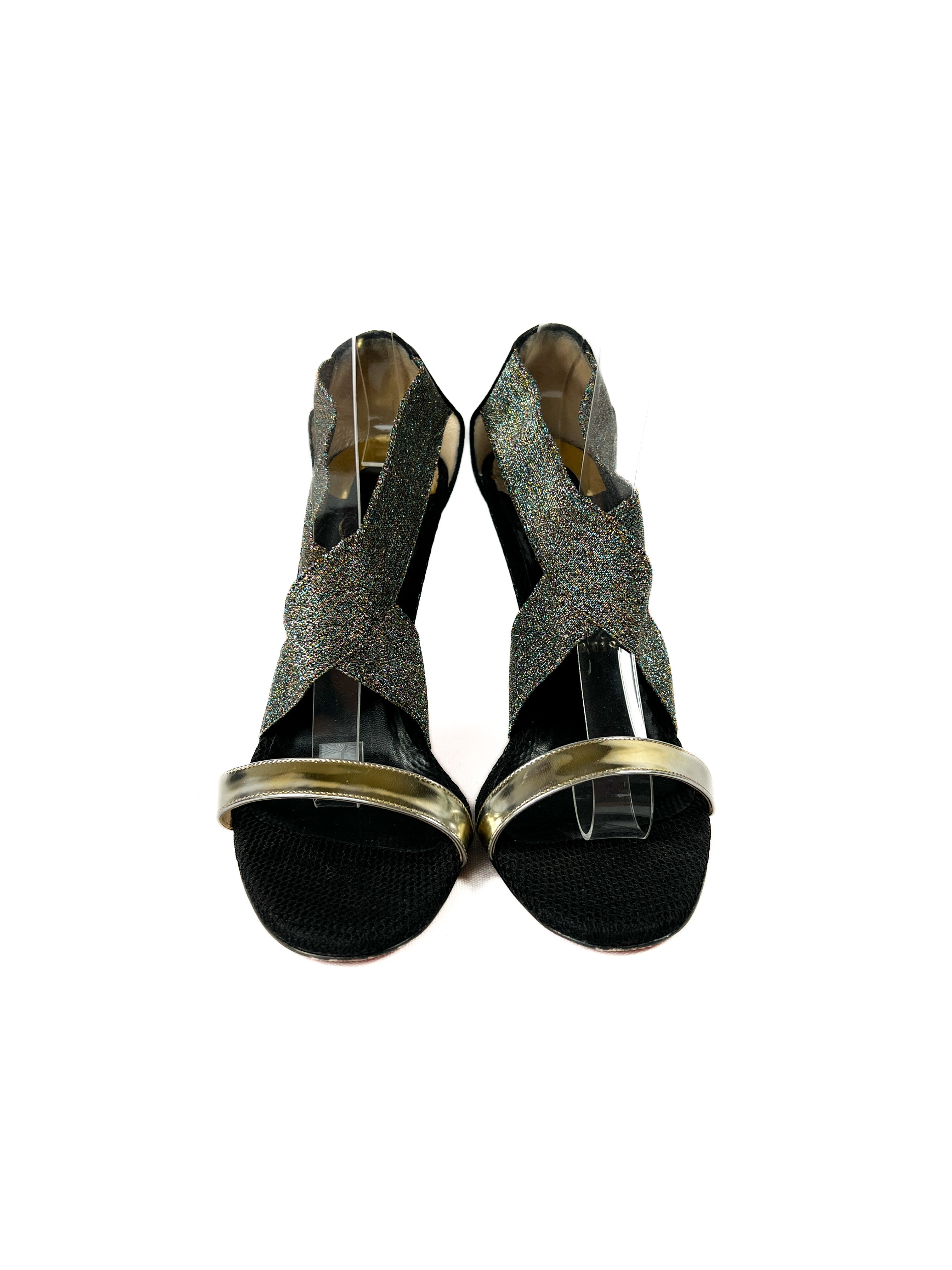 Christian Louboutin elastagram 100 black suede multi color pumps size 39.5 **BOX**