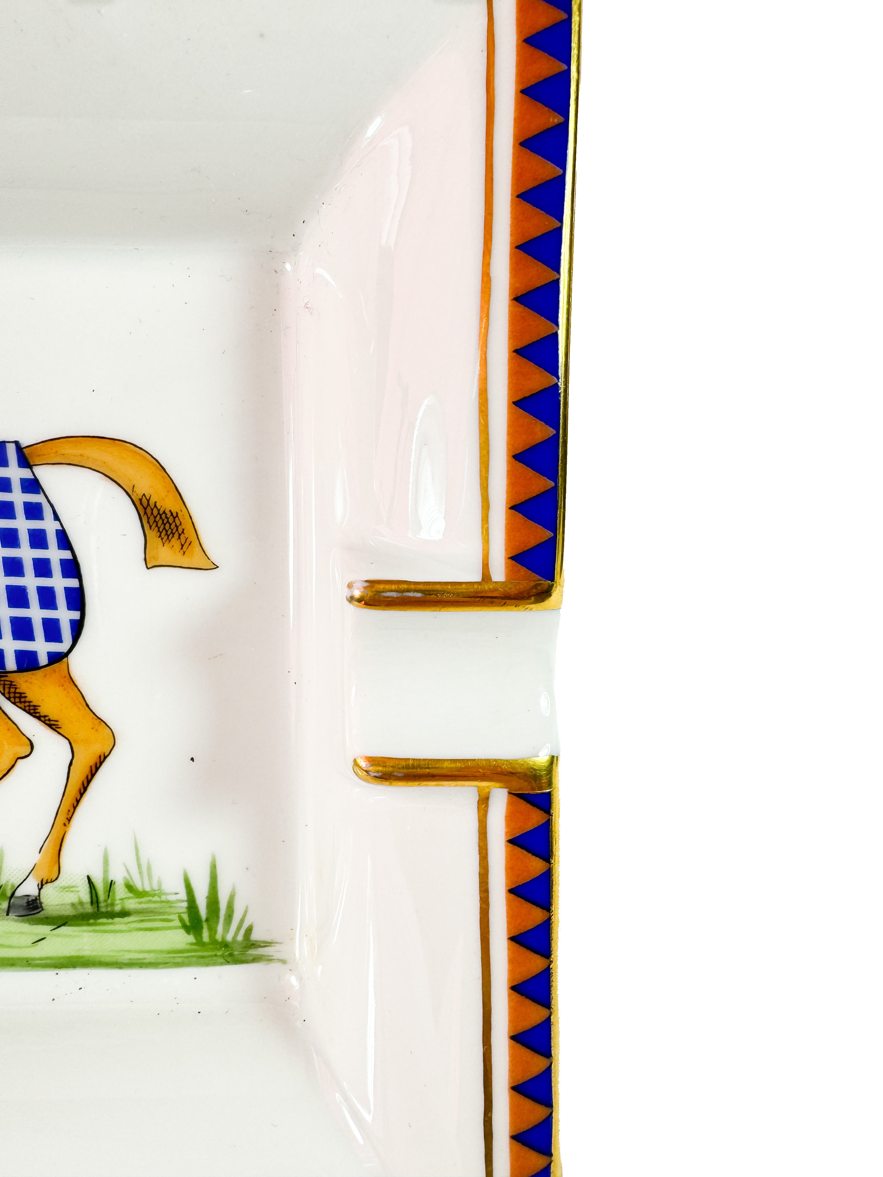 Hermès blue Cheval deco porcelain ashtray
