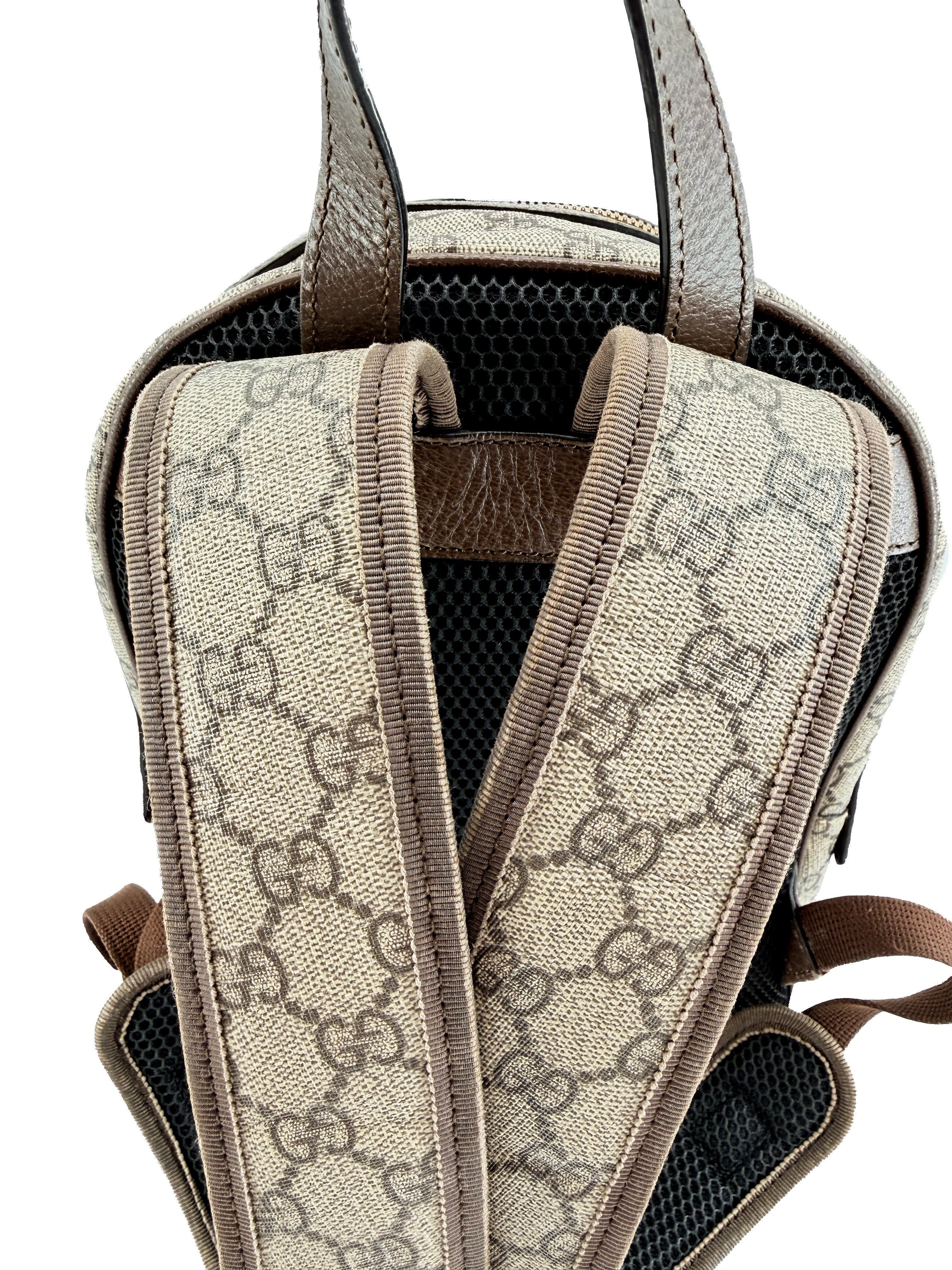 Gucci GG Supreme Monogram Calfskin Web Small Ophidia Day Backpack 547965 520981 - My Girlfriend's Wardrobe LLC