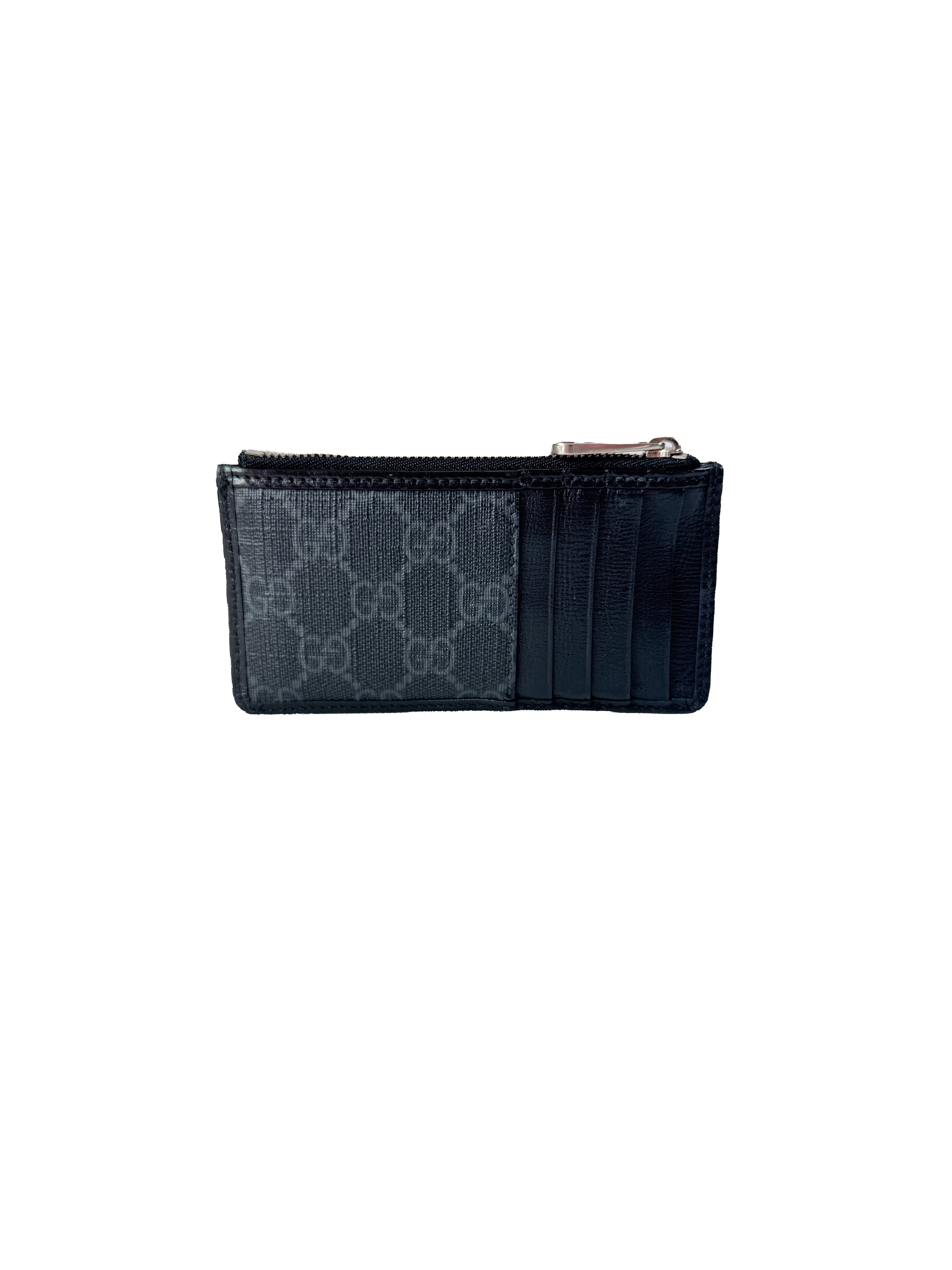Gucci GG Supreme Monogram Azalea Calfskin Retro Interlocking G Coin Case Card Holder Black 697717.496085