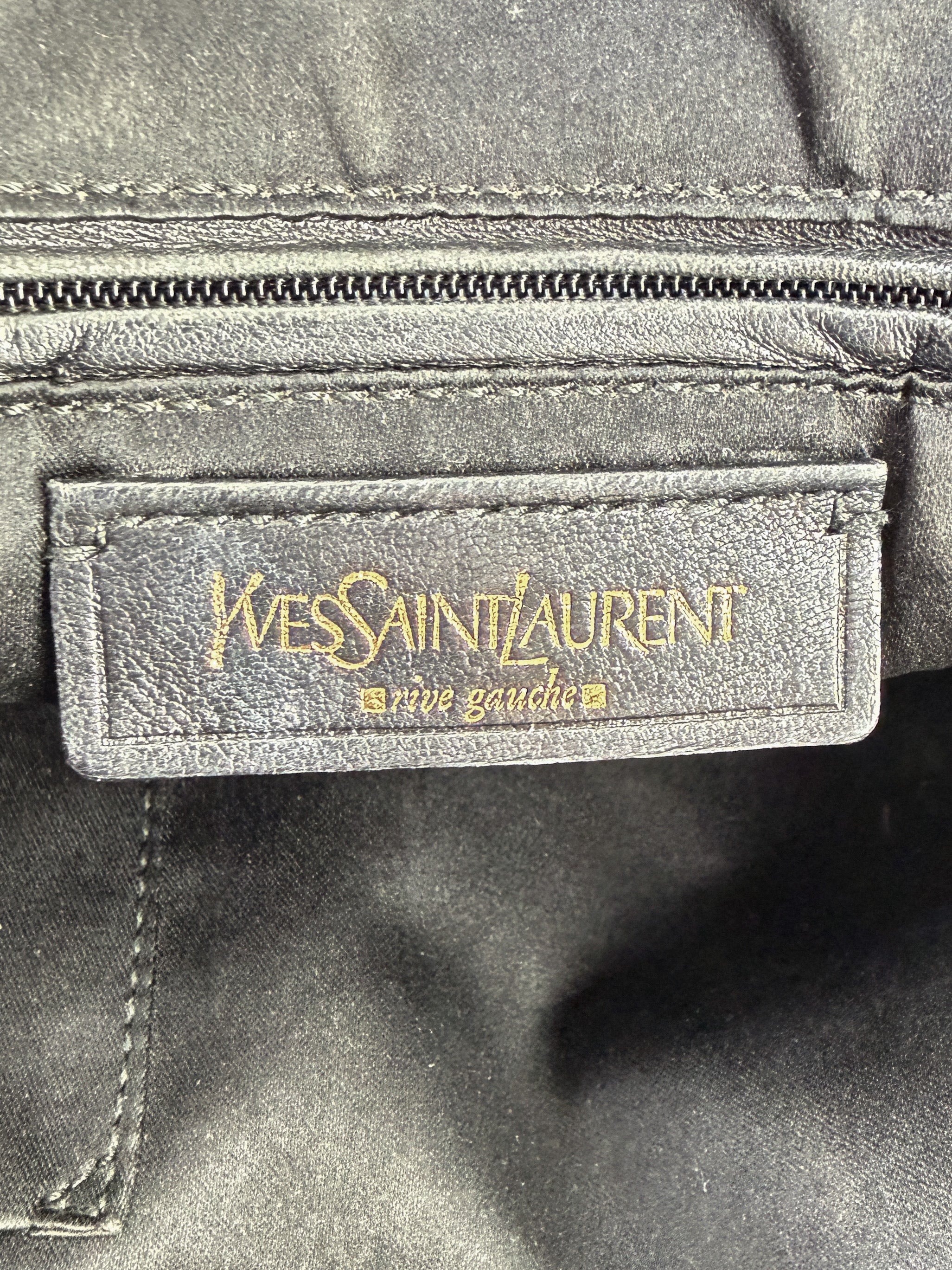 Saint Laurent denim blue distressed leather Muse 156464-0122 *as is*