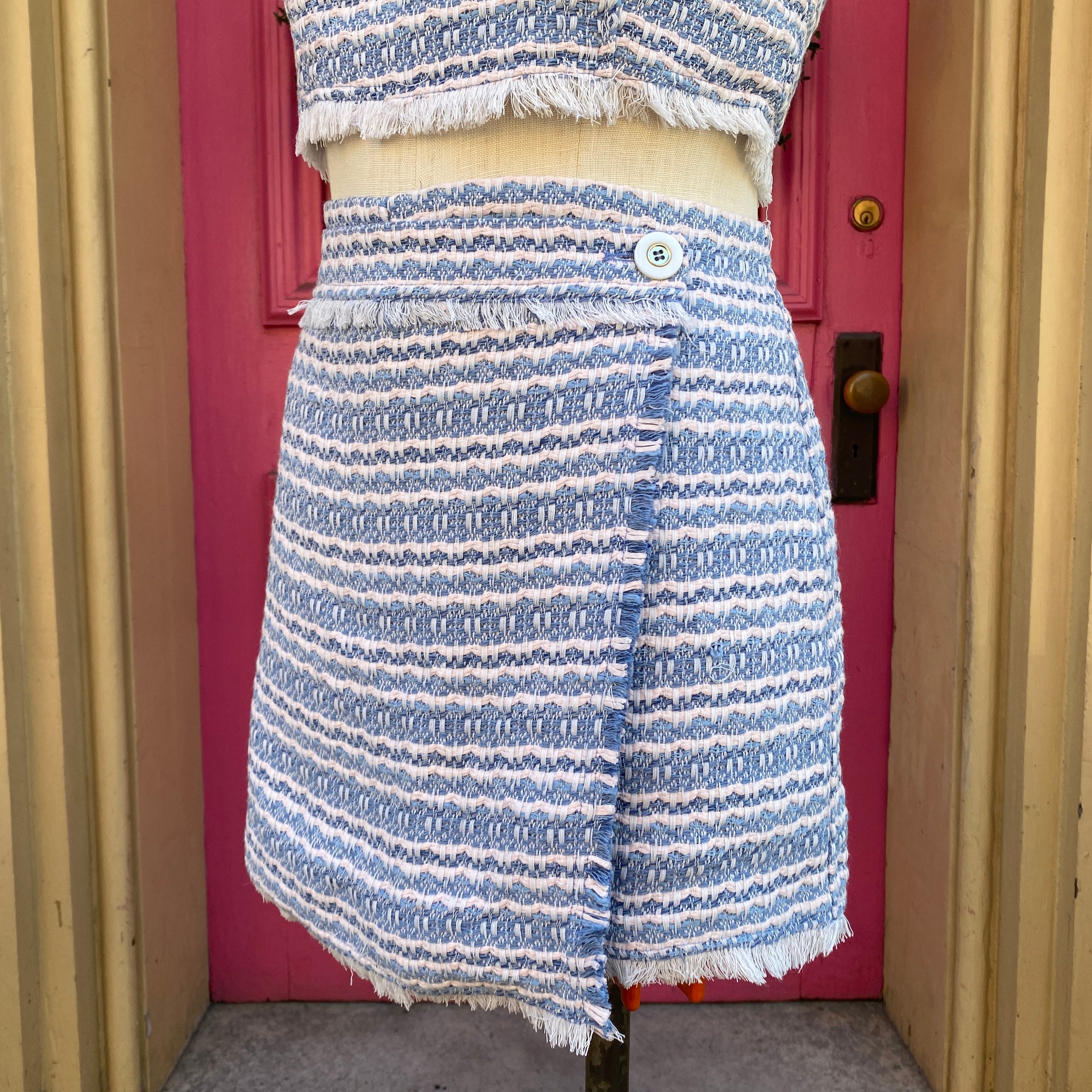 House of Harlow 1960 pink blue tweed skort tank set size 8 NWT