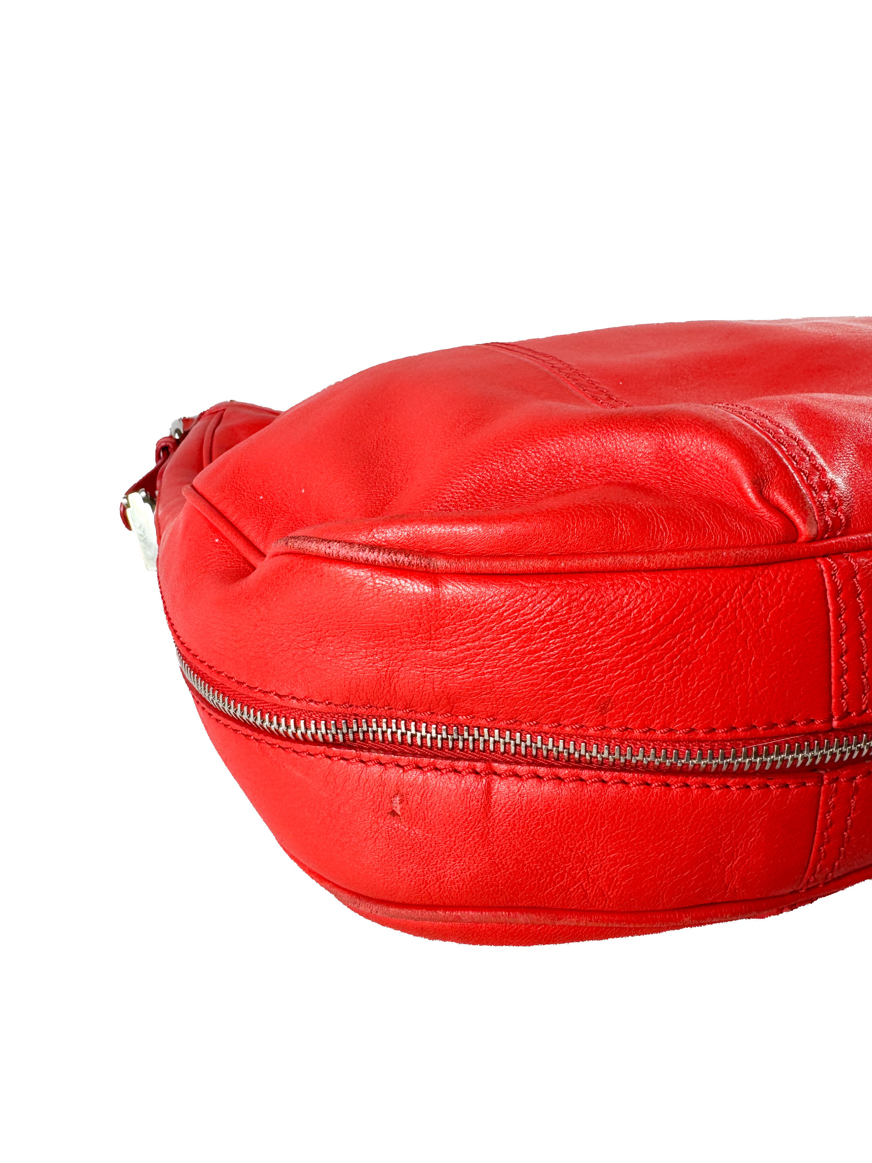 Versace red leather shoulder bag