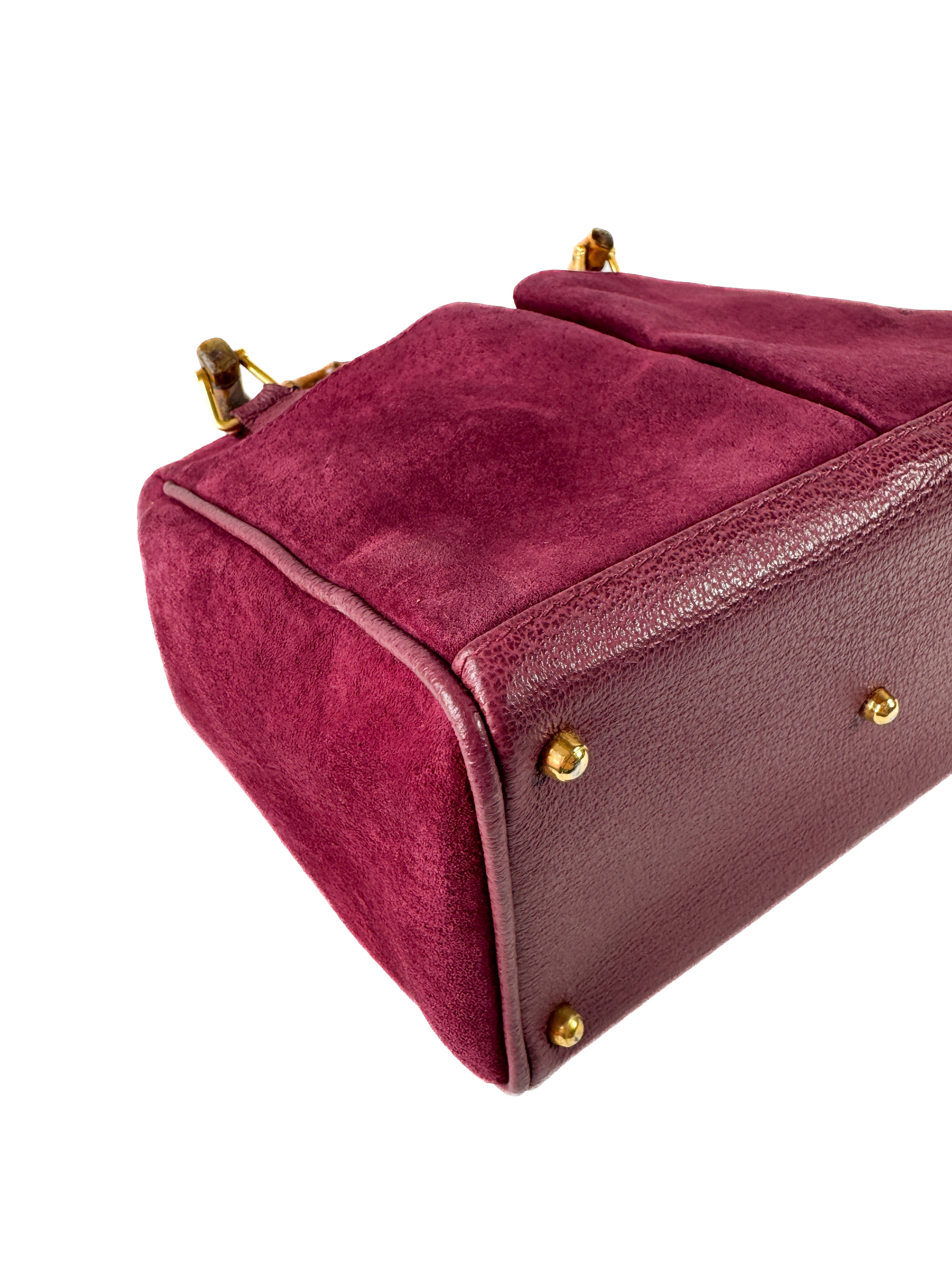 Gucci purple suede vintage Bamboo bag 000 123 0316