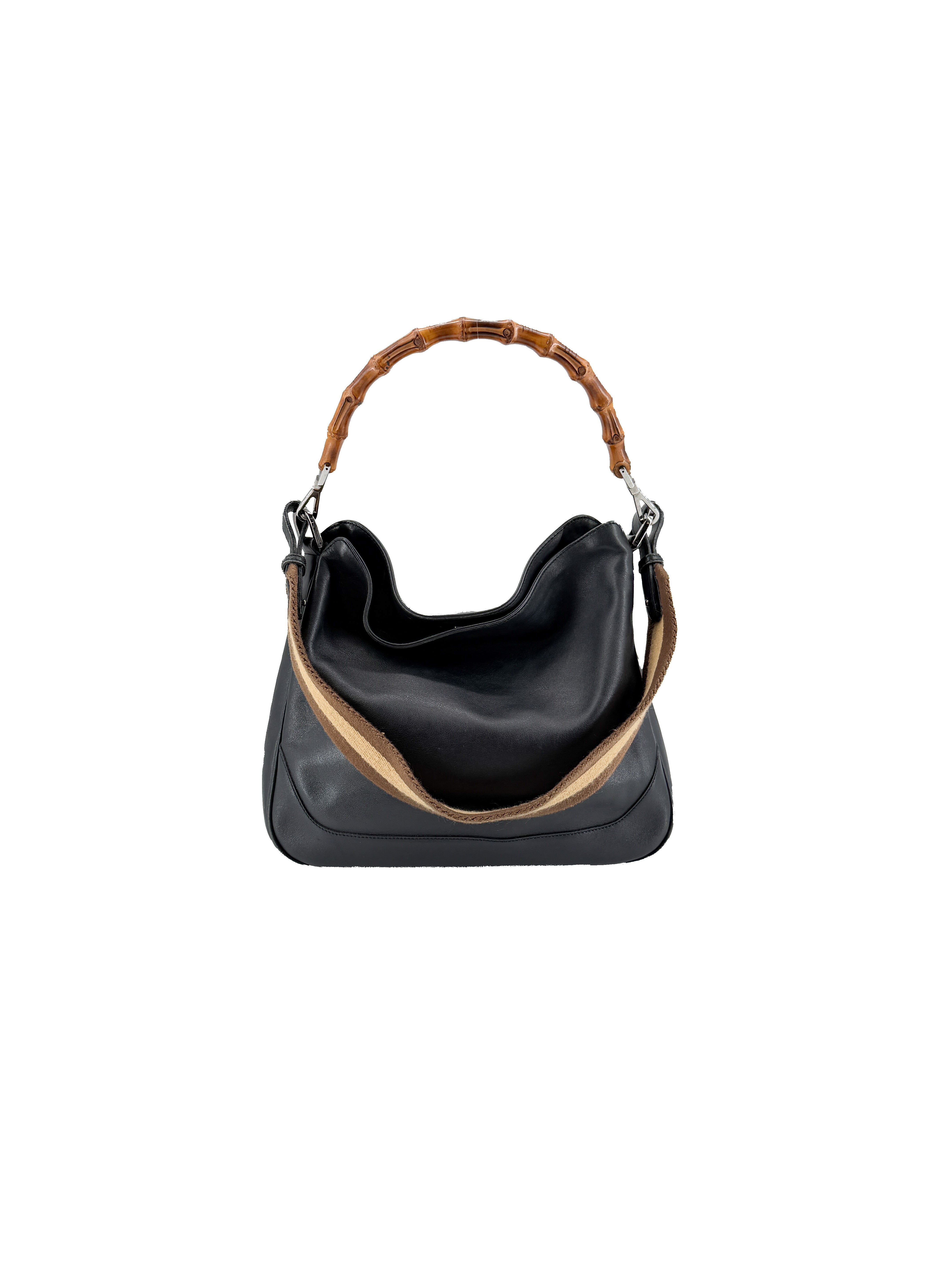 Gucci black leather bamboo handle bag 14095001553
