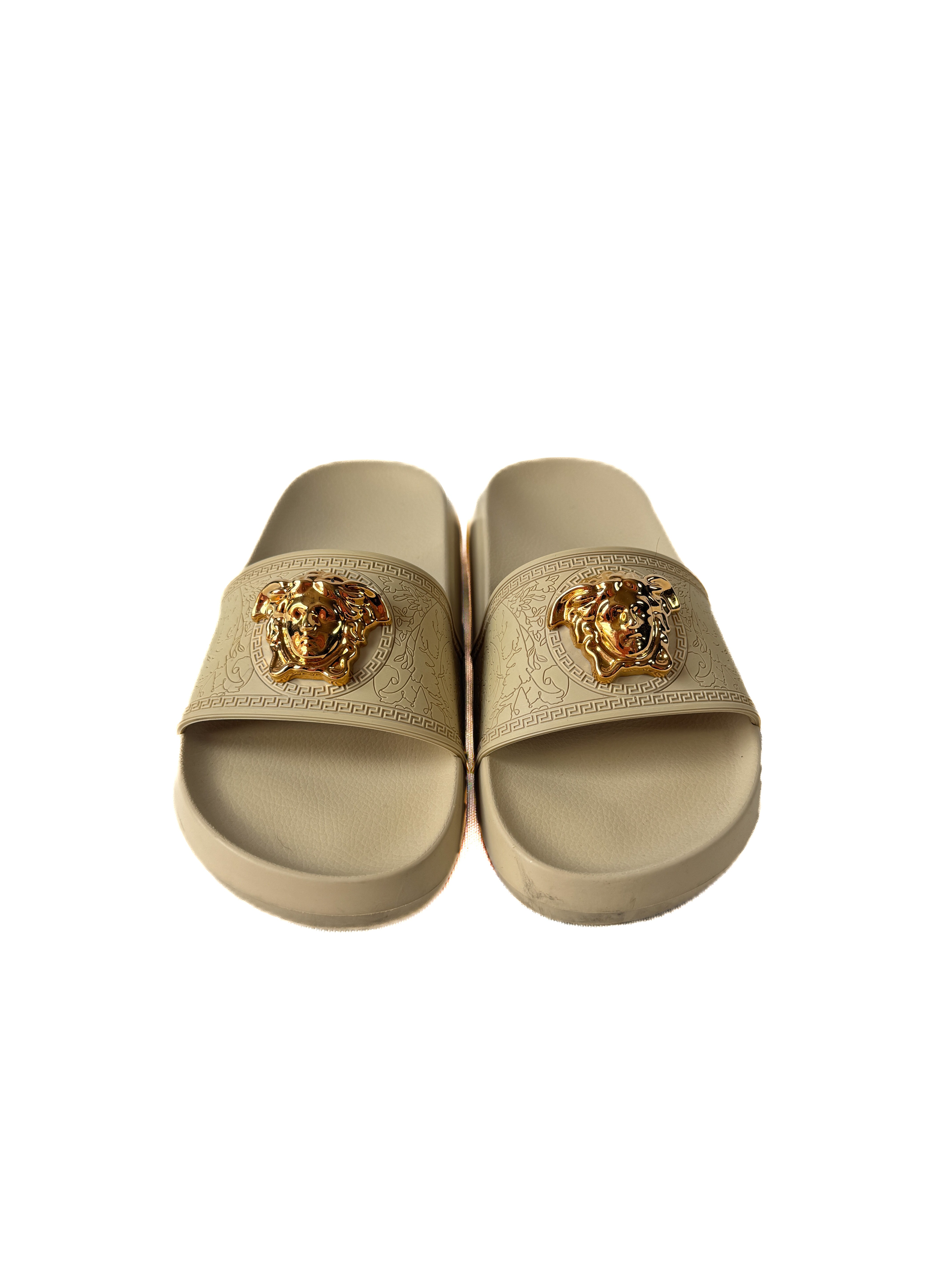 Versace beige Medusa head slides size 38