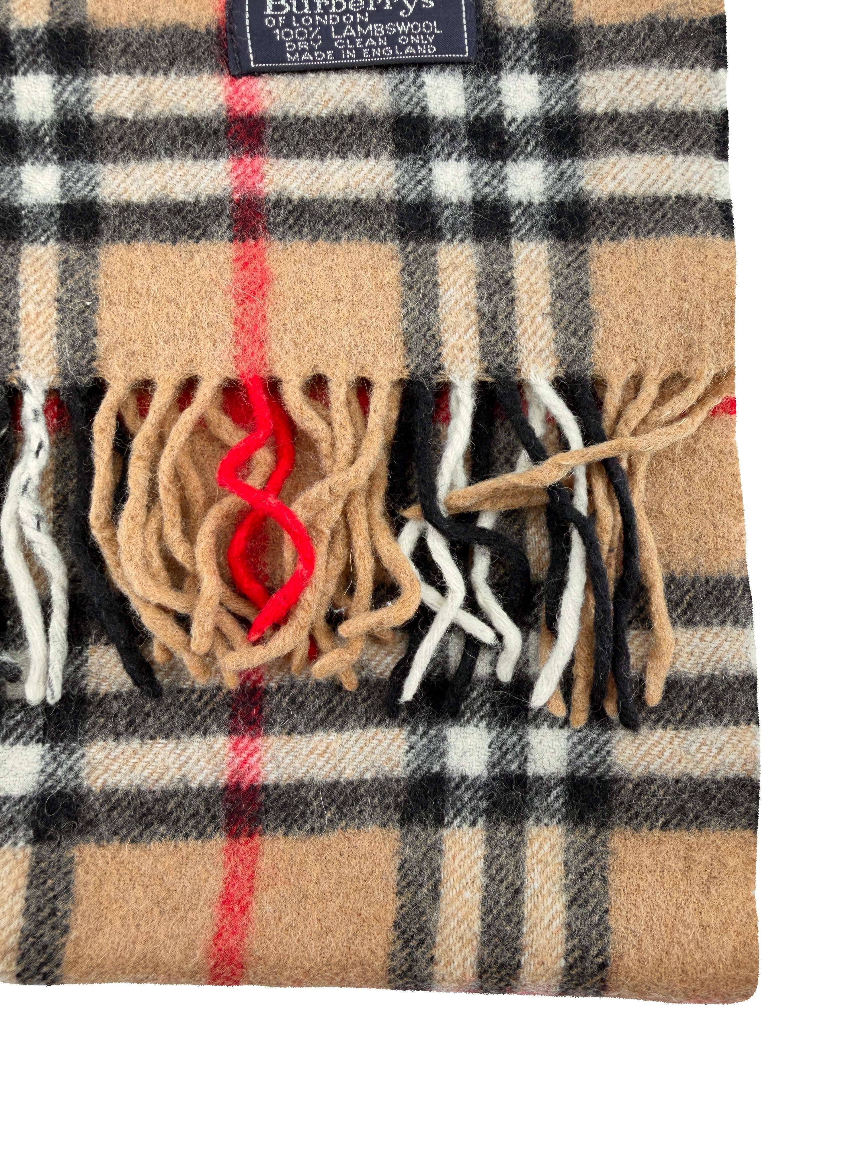 Burberry vintage brown classic plaid lambswool scarf