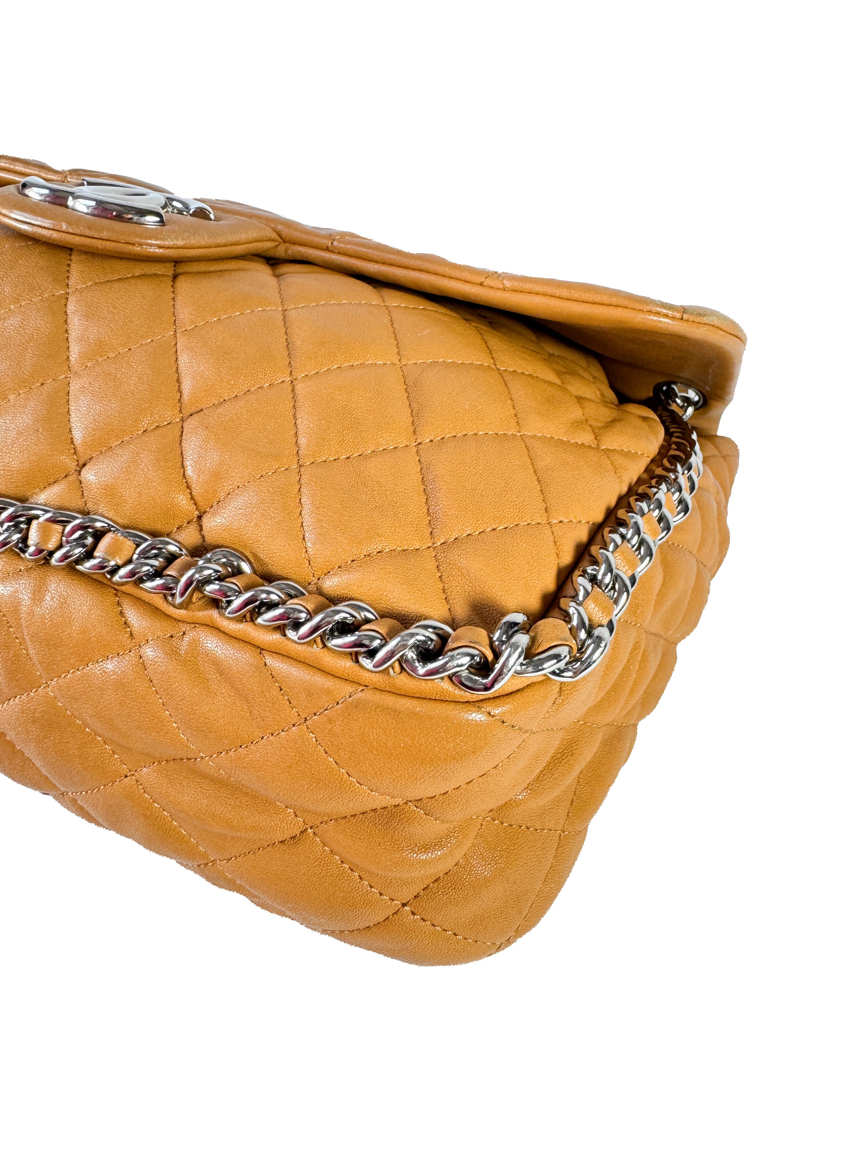 Chanel brown quilted chain around maxi flap shoulder bag 17236173