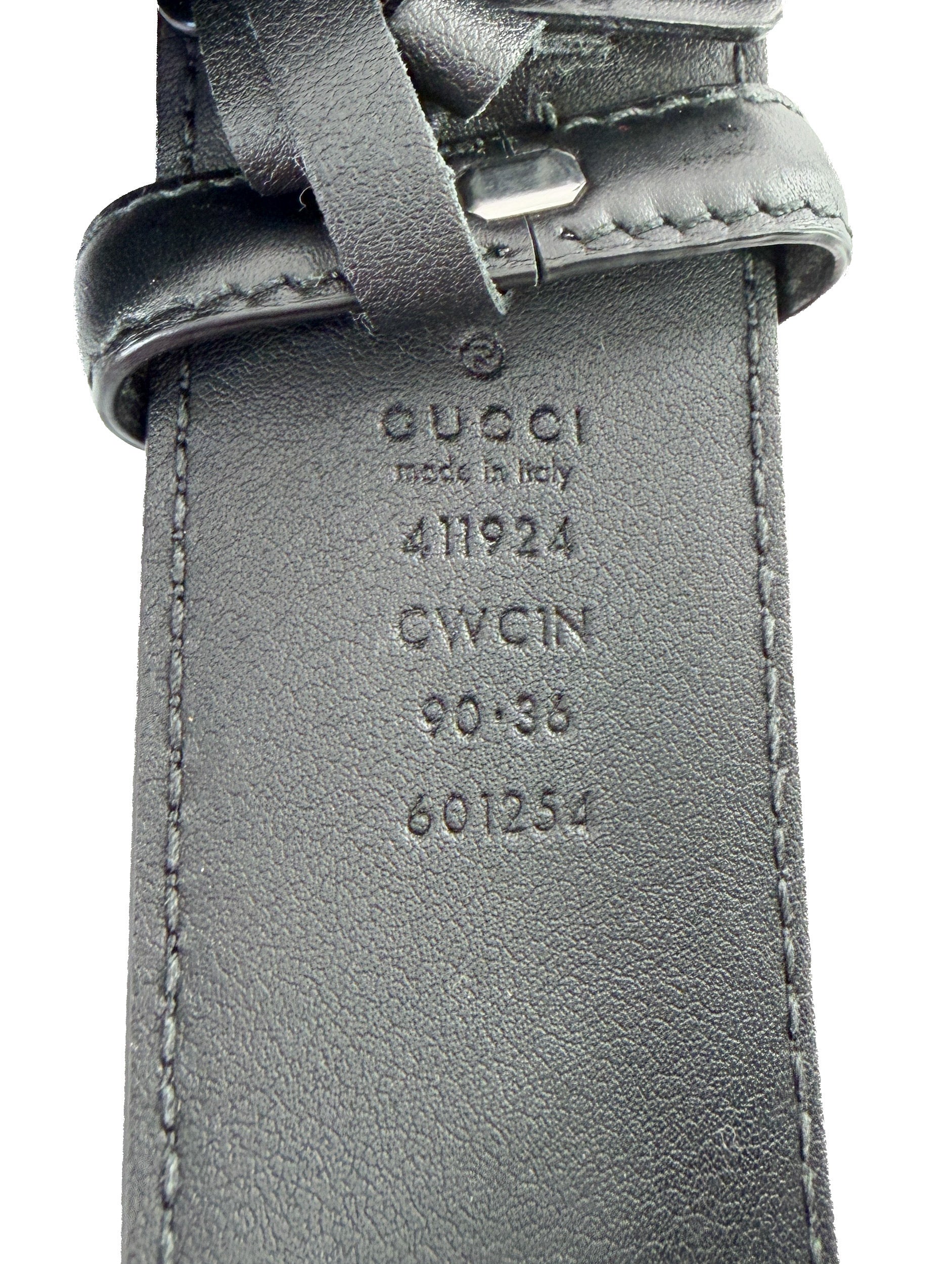 Gucci black GG Guccisimia belt size 90 601254