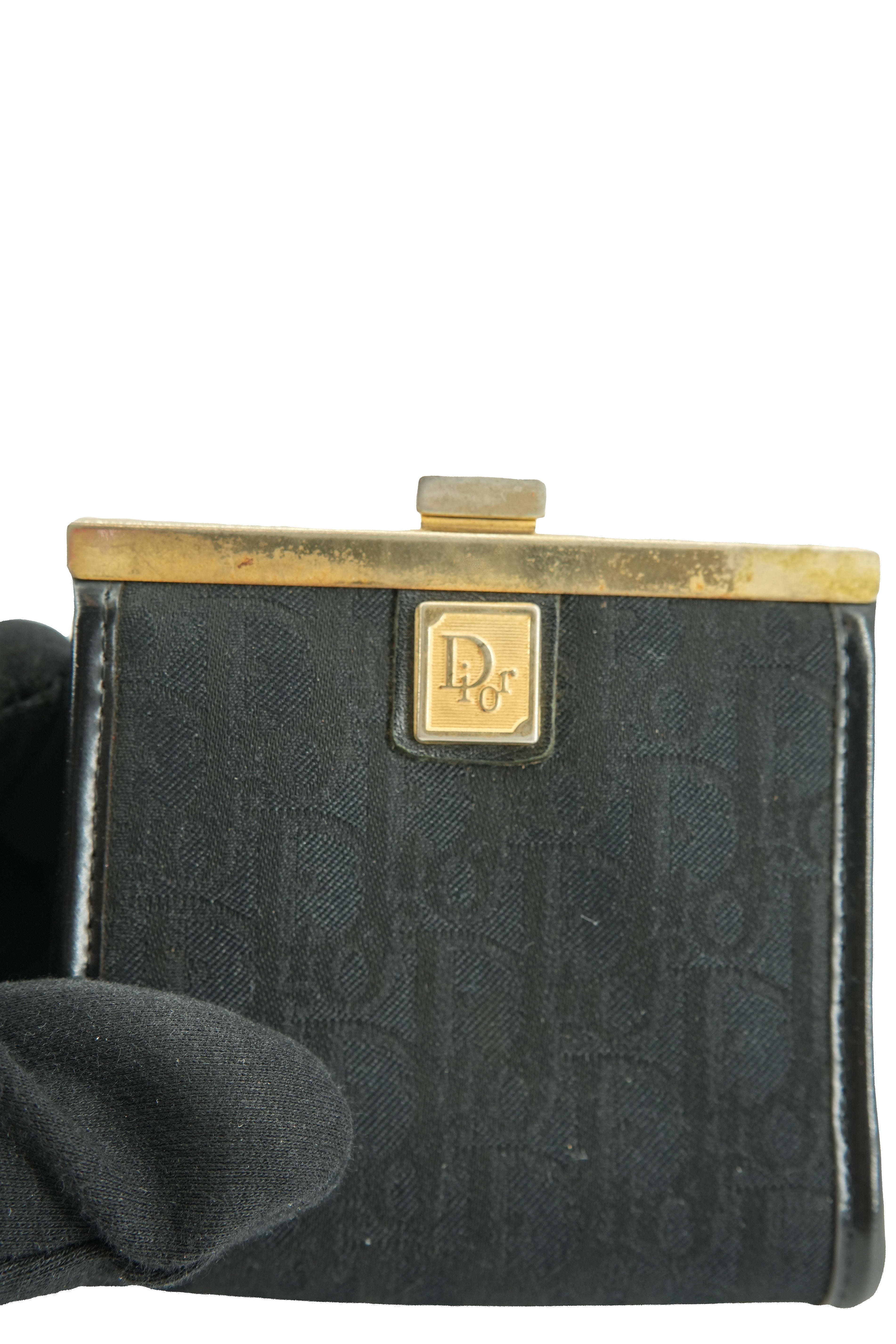 Christian Dior black vintage kisslock pouch