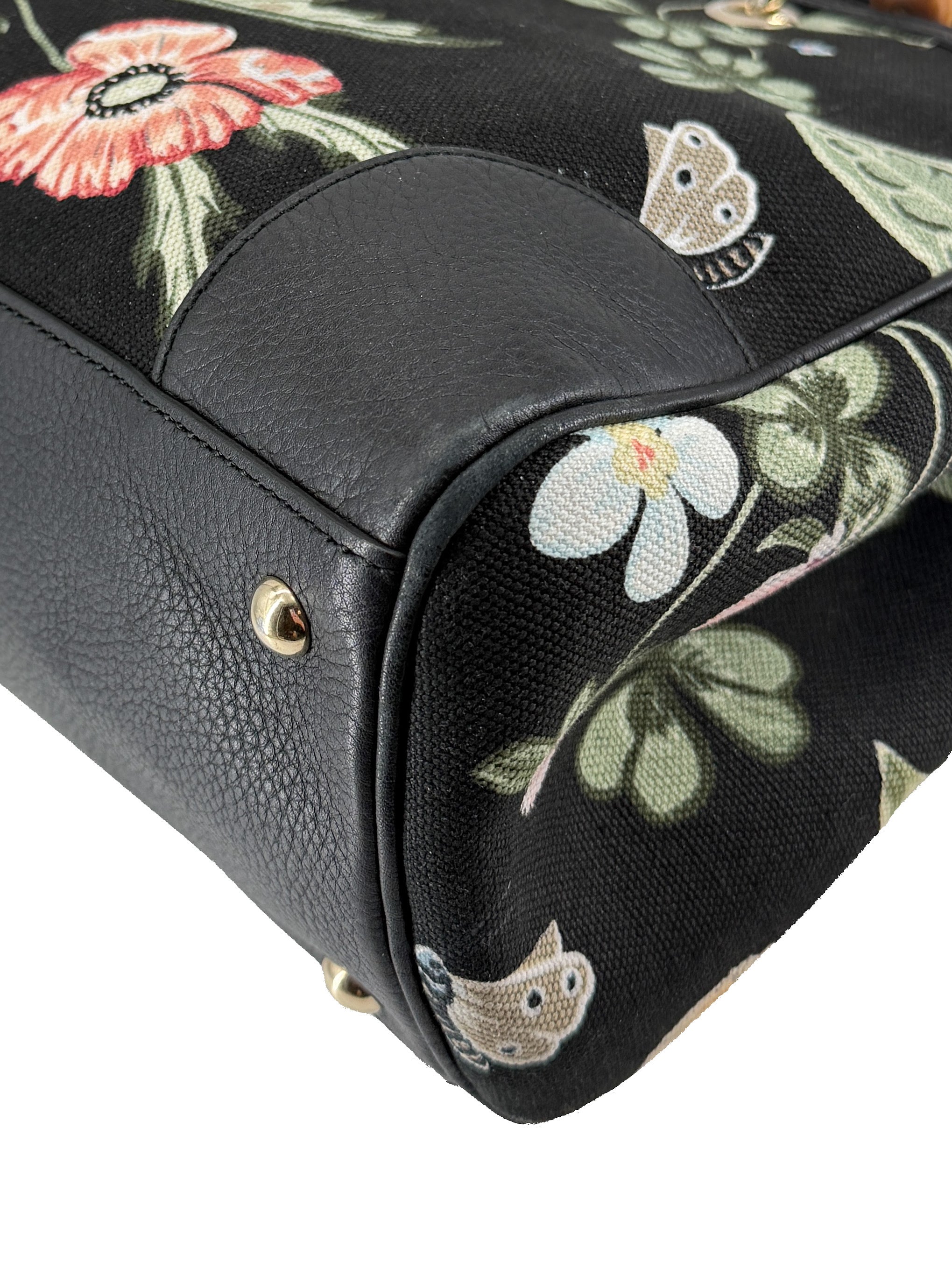 Gucci floral Knight medium Bamboo shopper 323660 520981