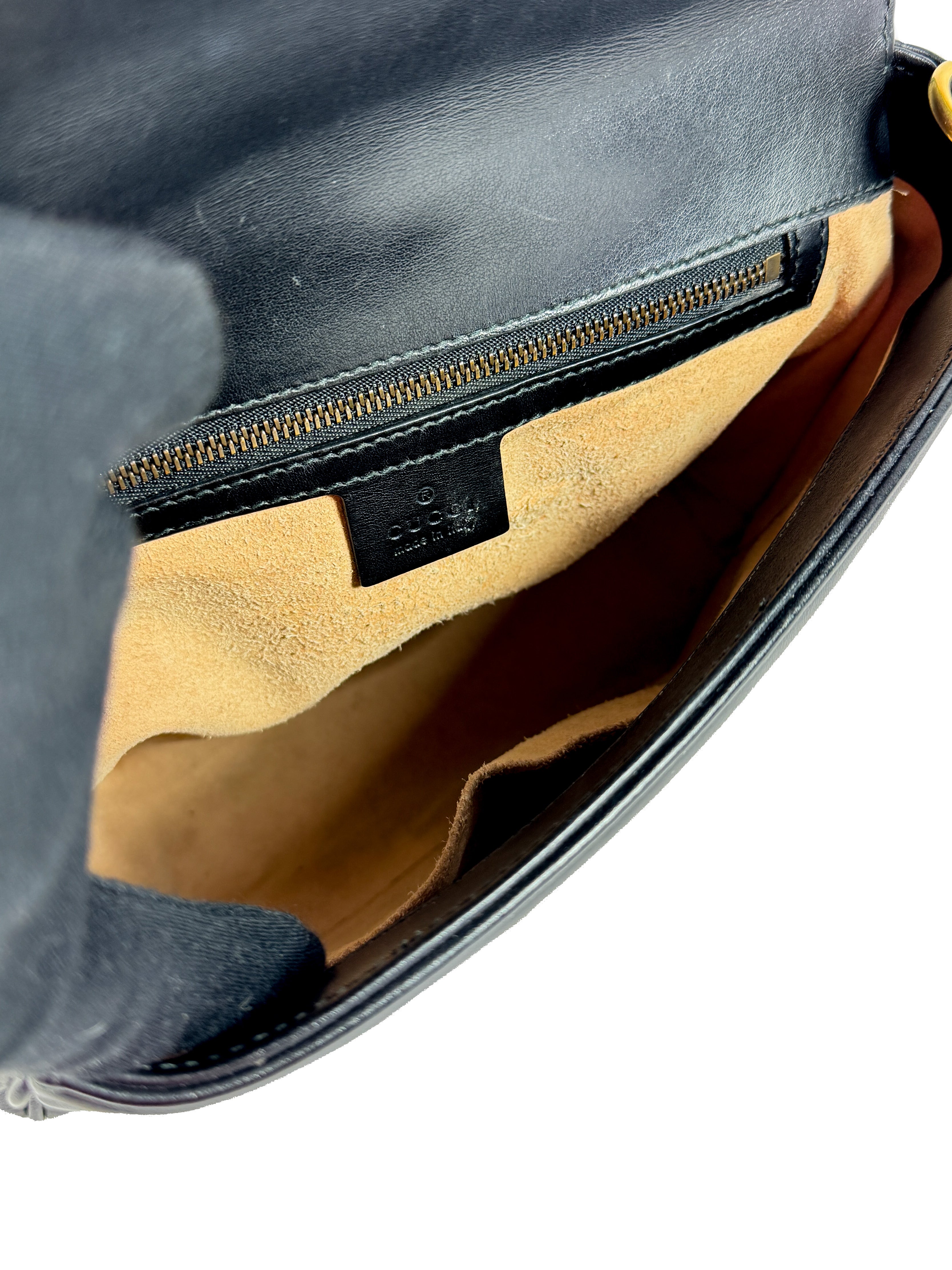 Gucci black leather Marmont top handle bag 498110204991