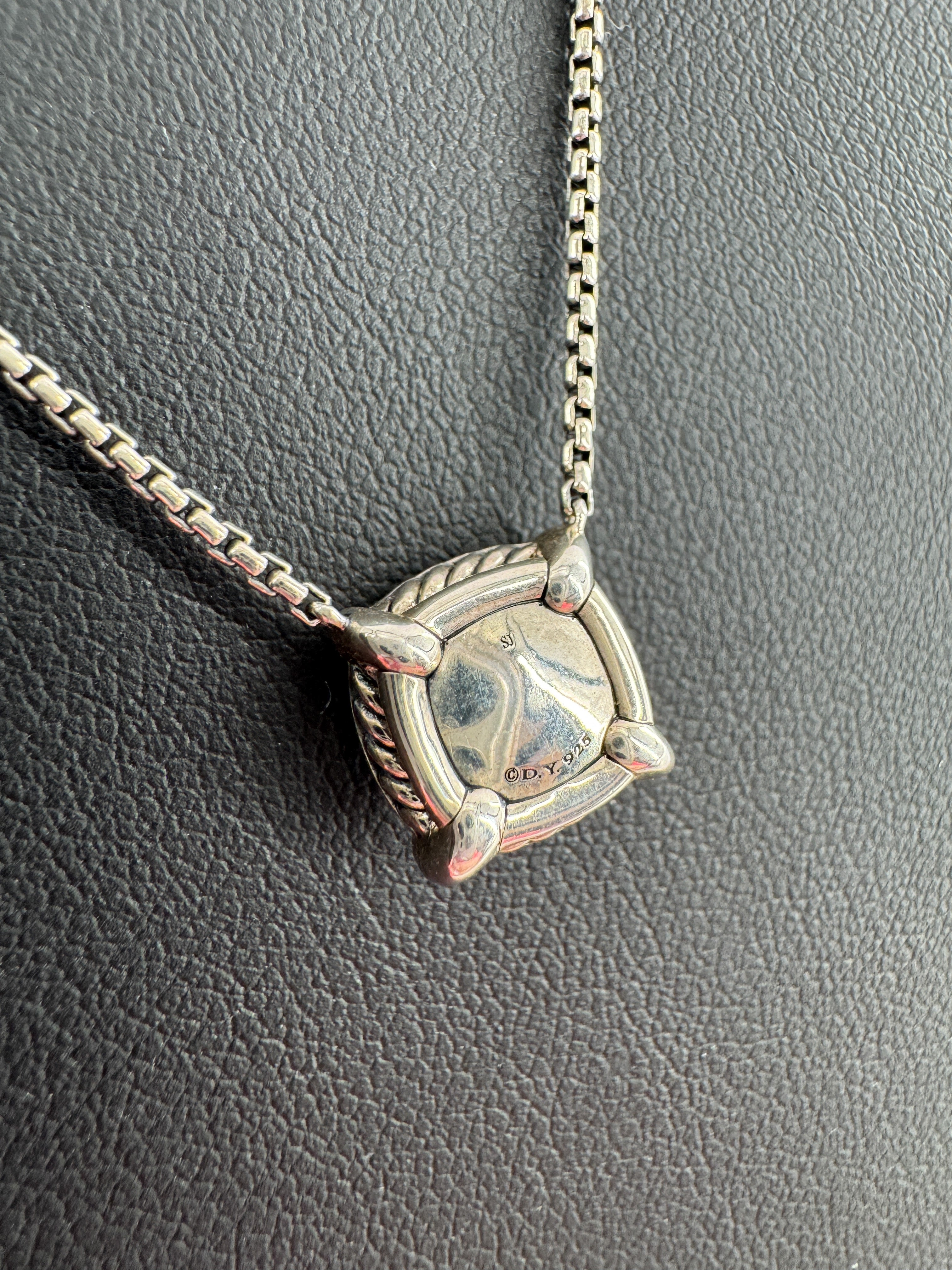 David Yurman petite Chatelaine pave bezel prasiolite and diamond necklace