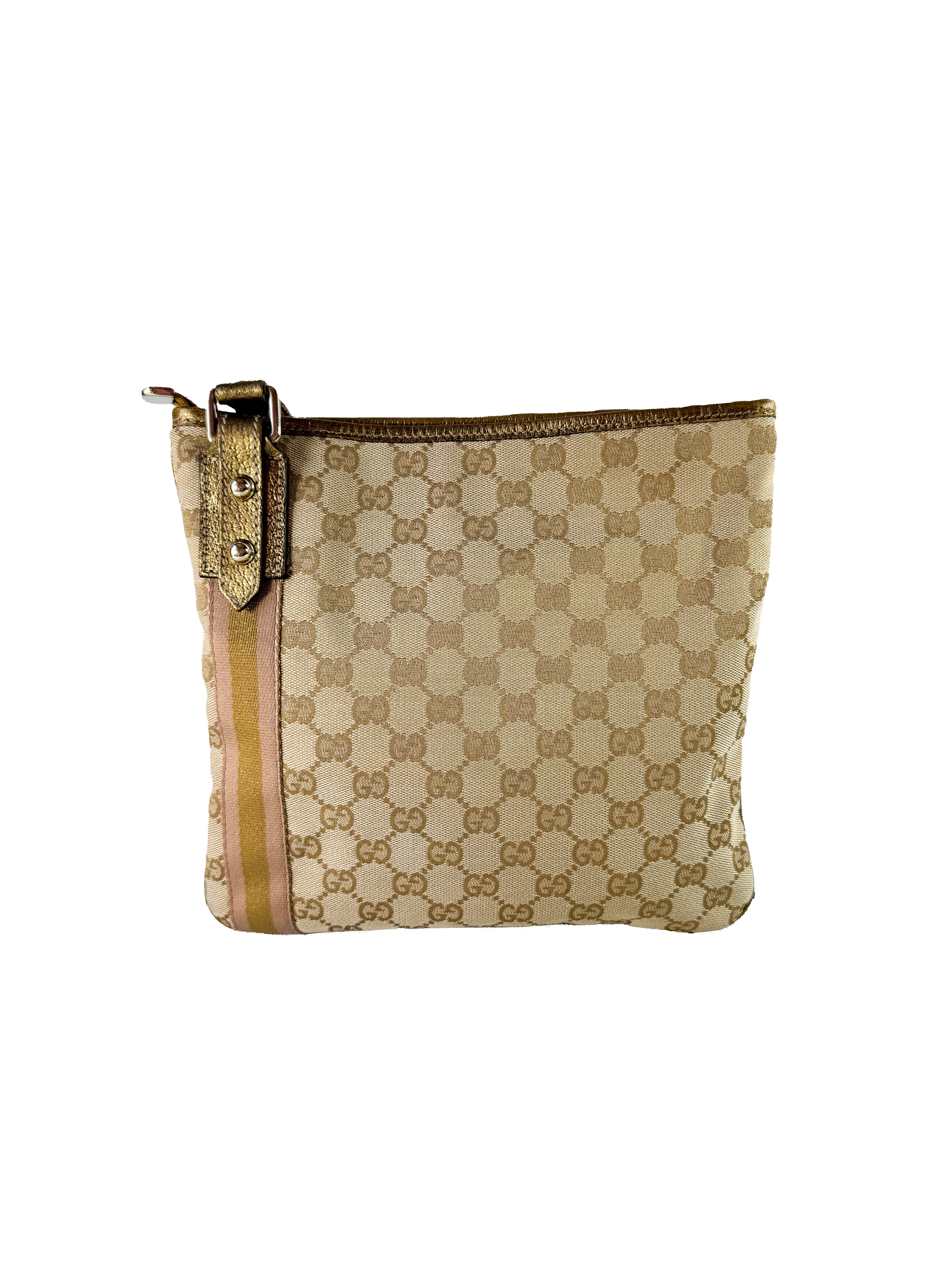 Gucci brown/gold/pink GG Jolicoeur messenger bag 203998