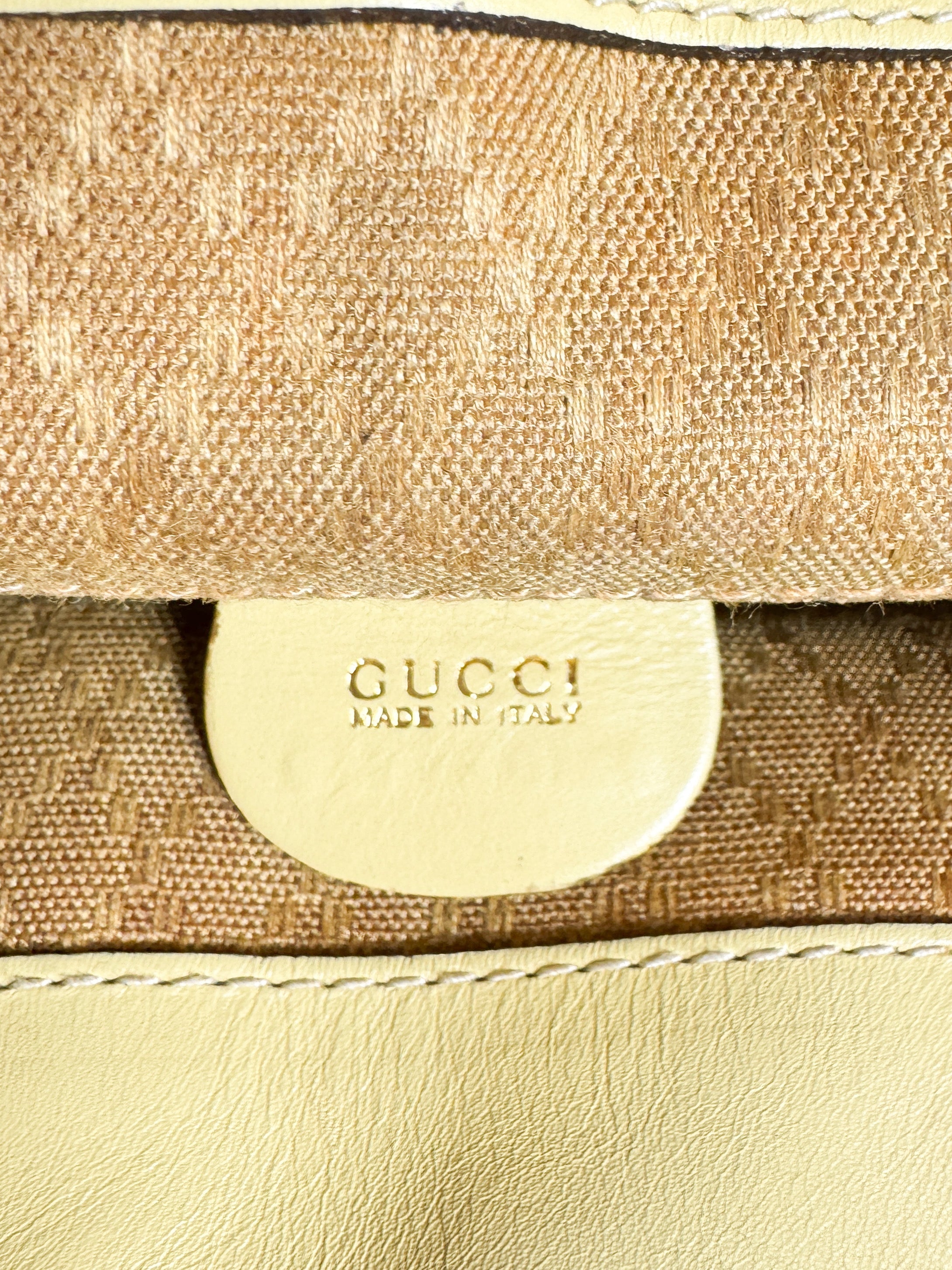 Gucci yellow leather vintage Bamboo backpack 003-58-0016