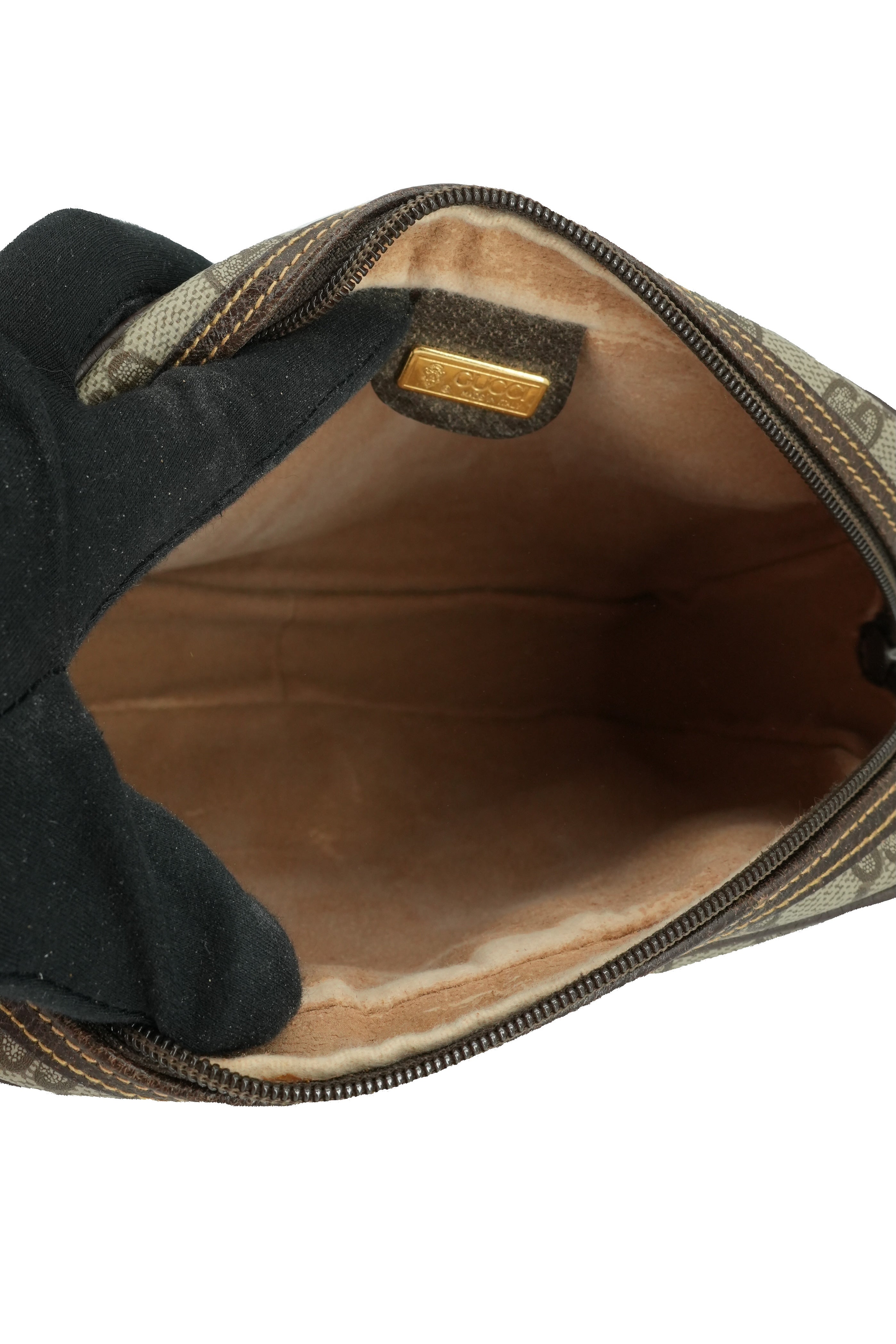 Gucci brown vintage zip pouch wristlet 011-58-0128