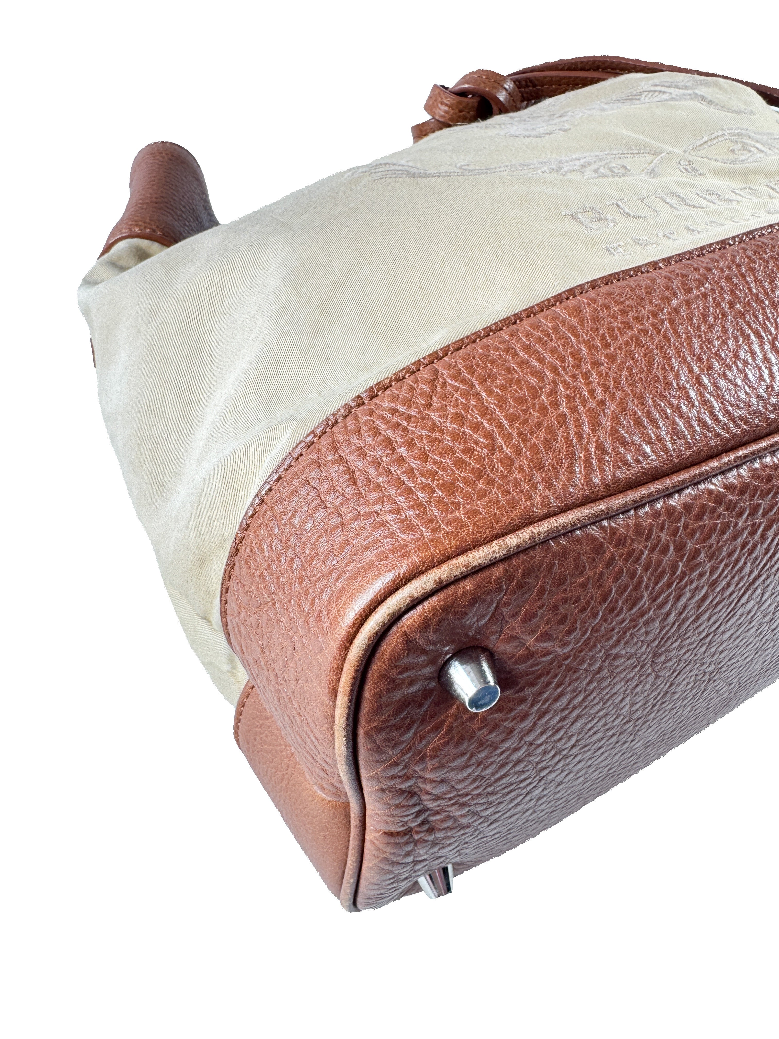 Burberry cream/brown logo canvas bucket bag