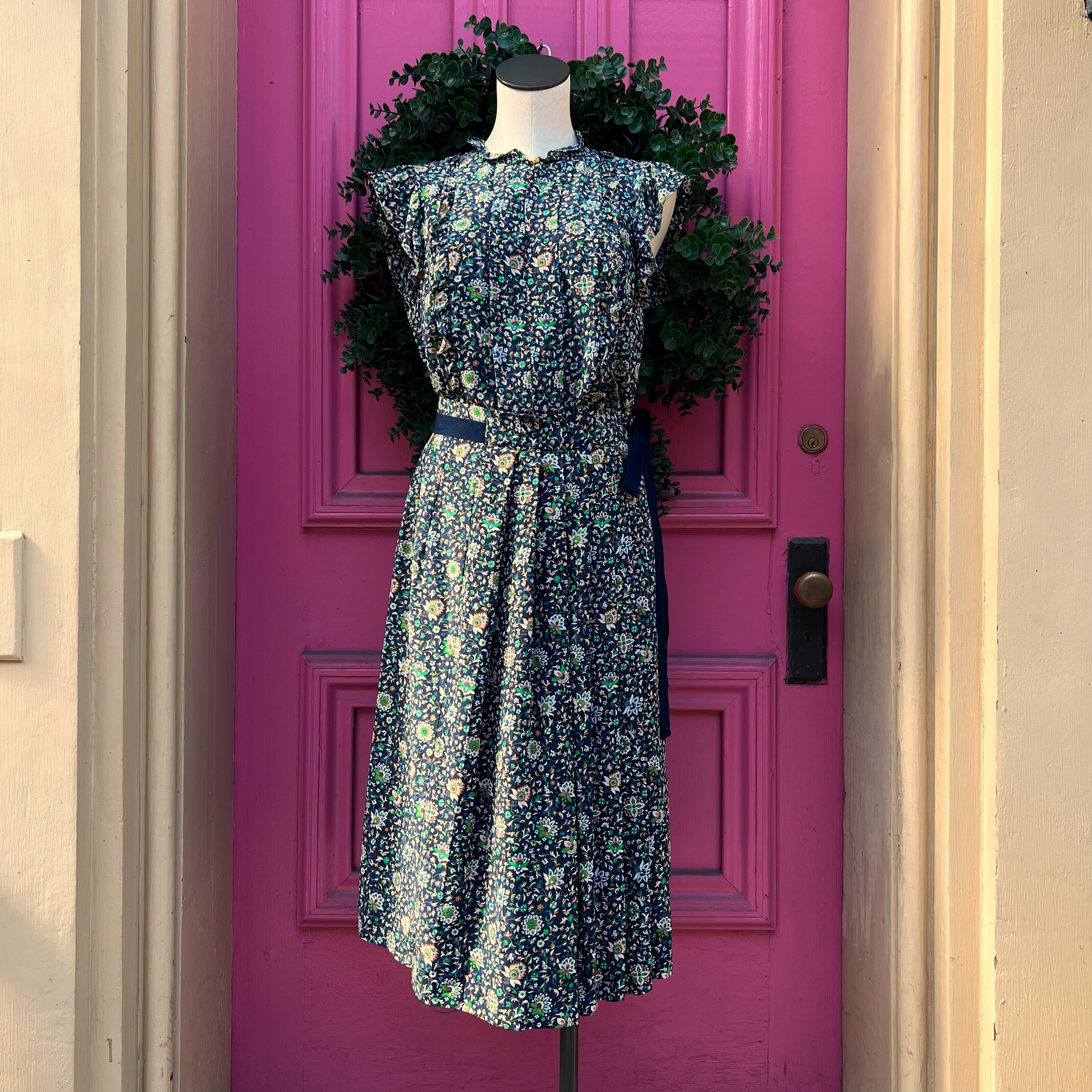 Tory Burch navy floral tank skirt set size 4