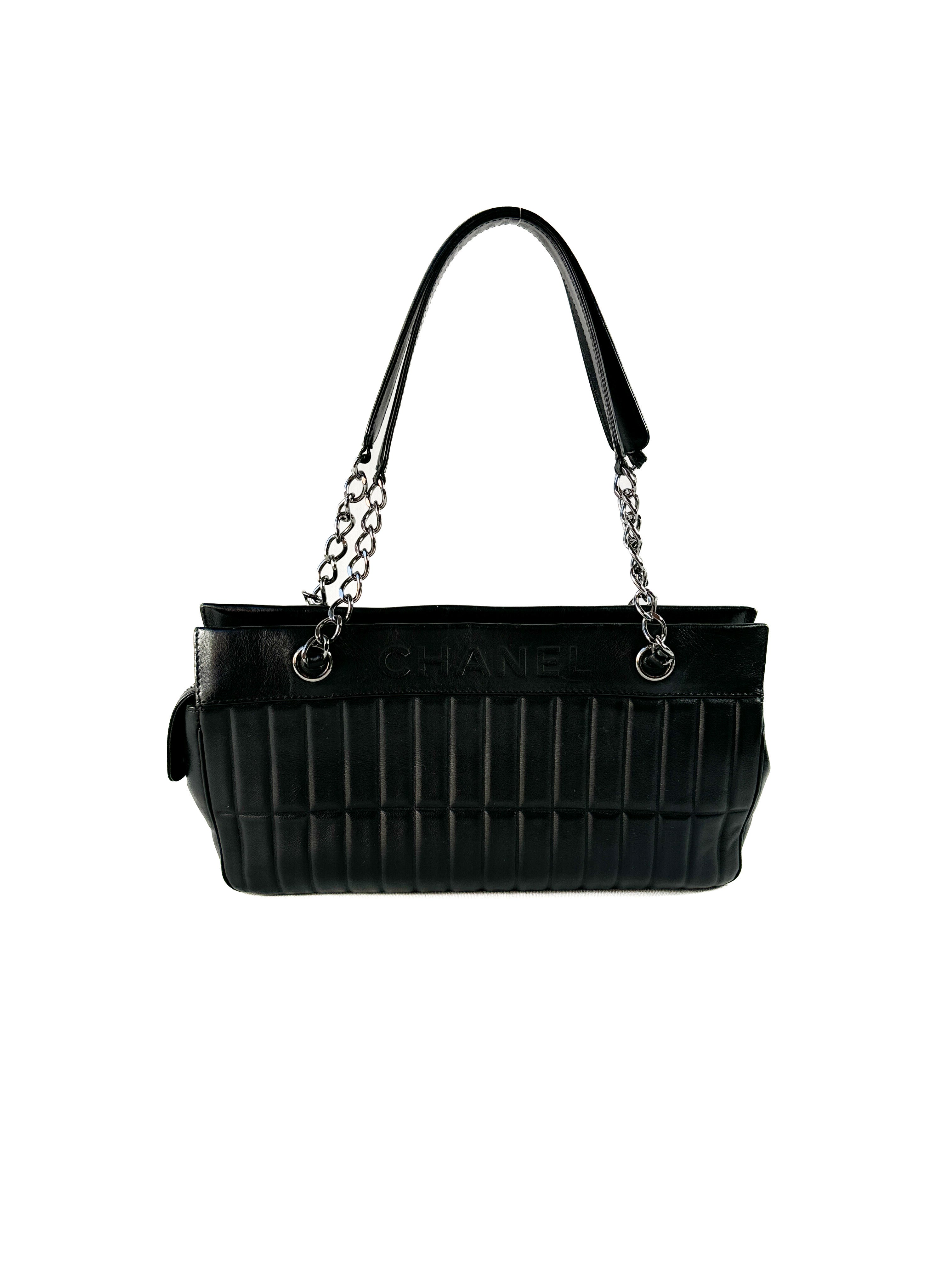 Chanel black calfskin vertical quilted Lax bag