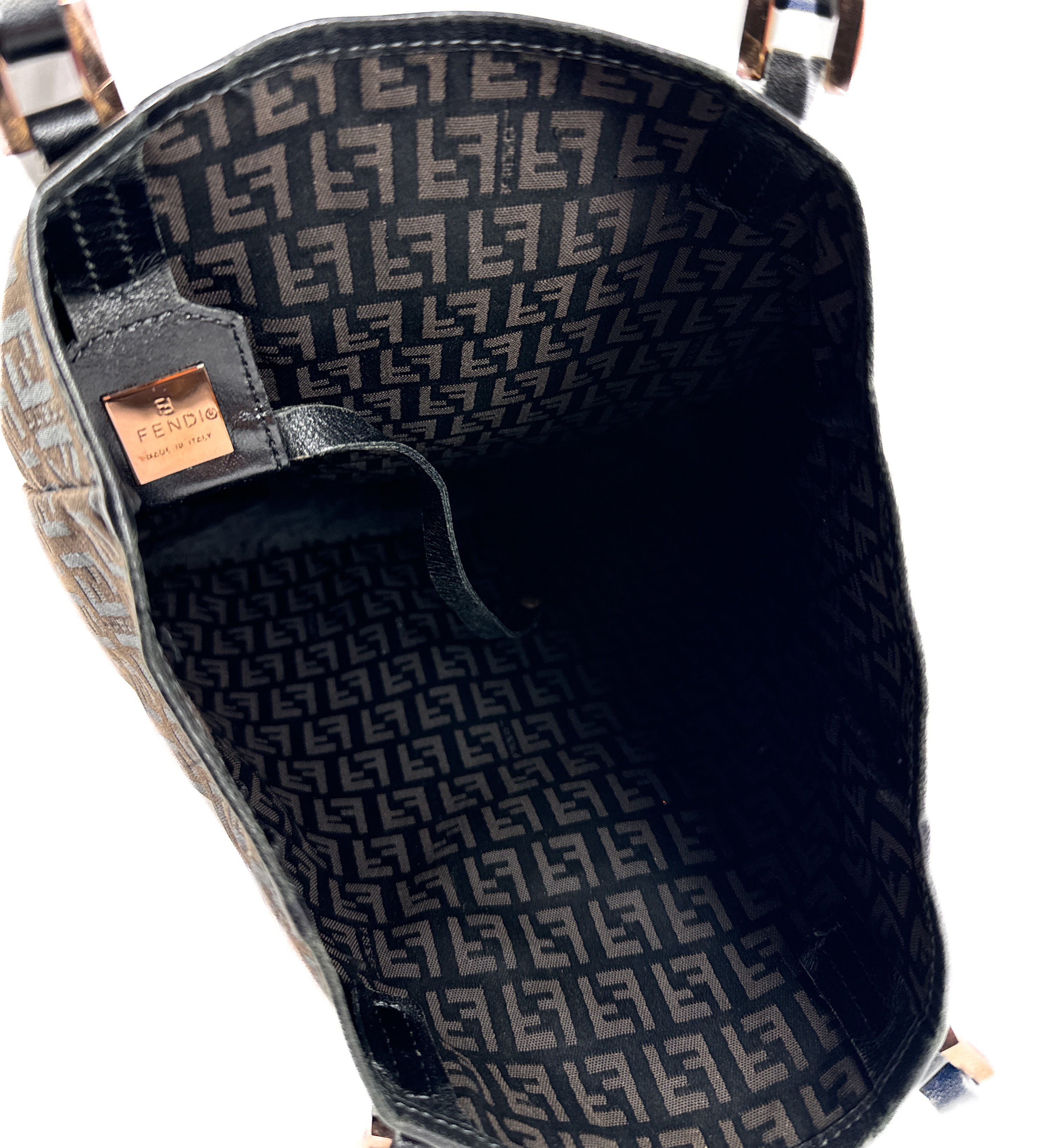 Fendi brown black Zucchino nylon canvas tote