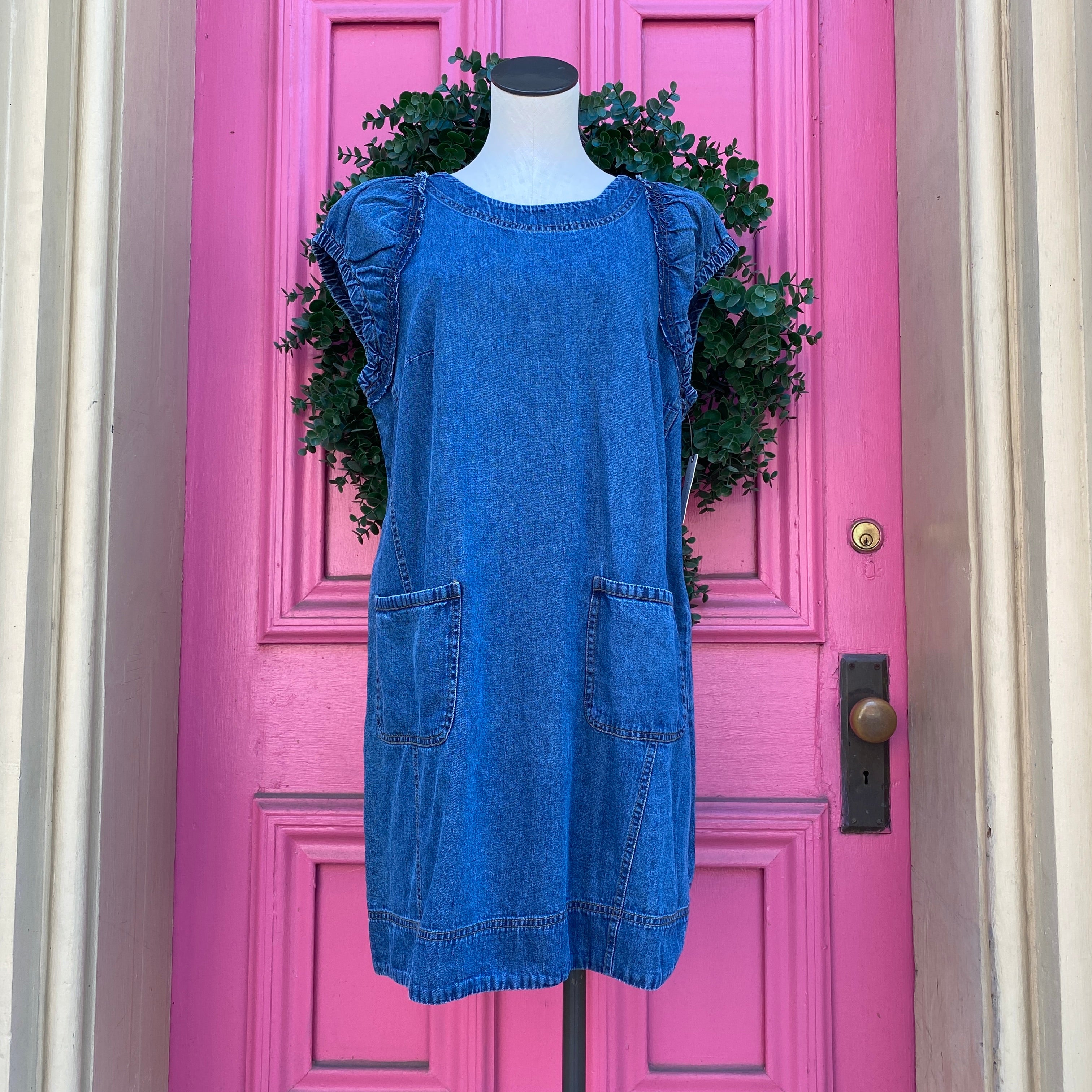 Pilcro and the Letterpress chambray SS dress size 12 NWT