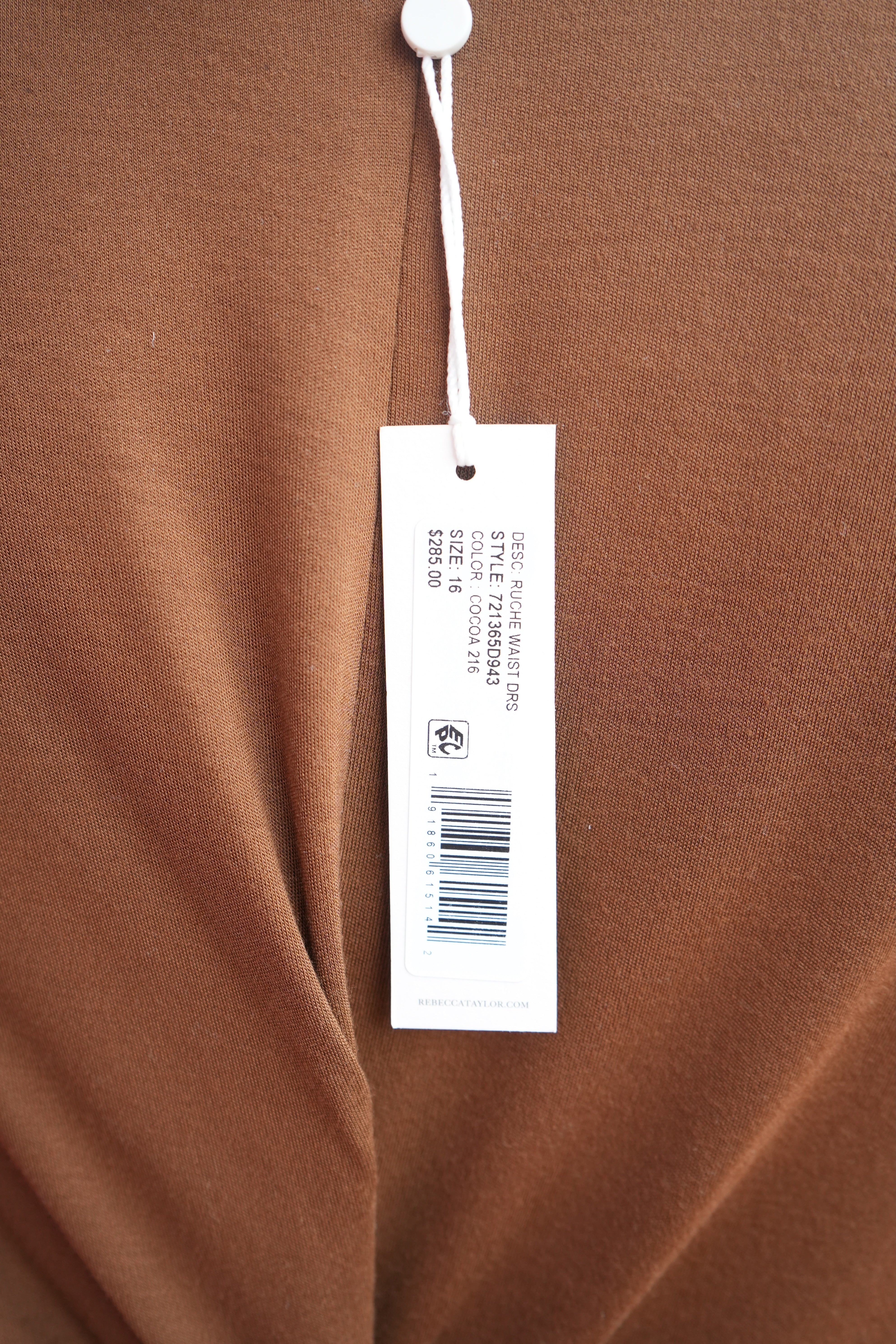Rebecca Taylor brown ruche waist dress size 16 NWT *as is*