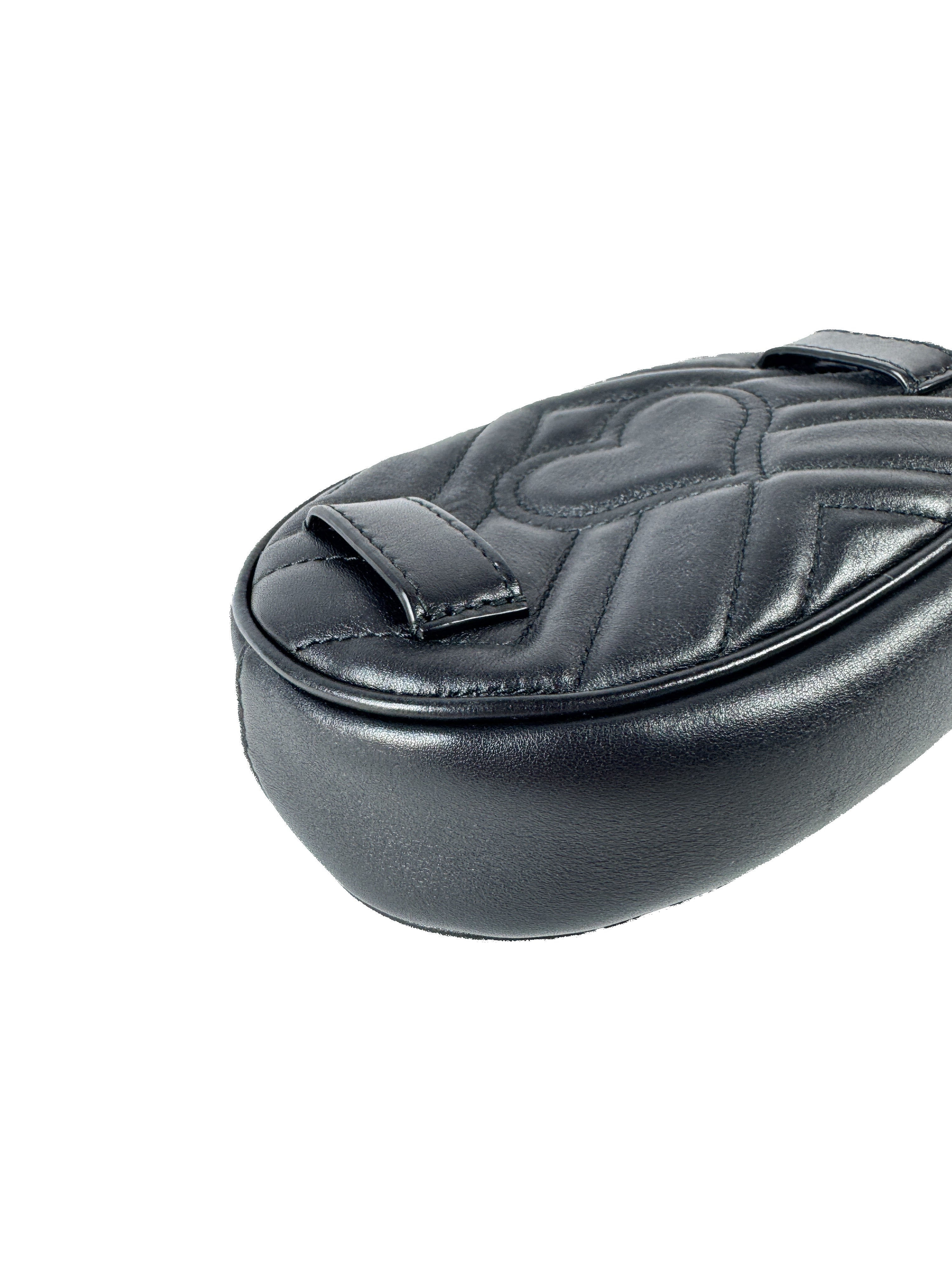 Gucci Calfskin Matelasse GG Marmont Belt Bag 85 34 Black 476434 493075