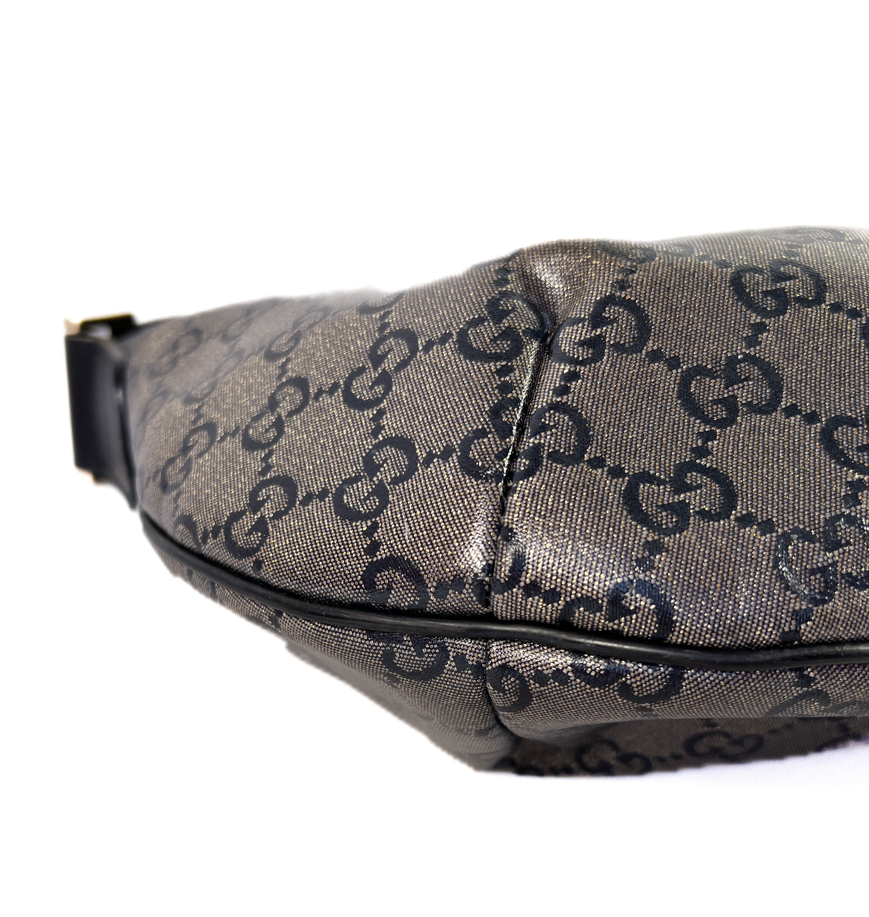 Gucci black and gold GG crossbody