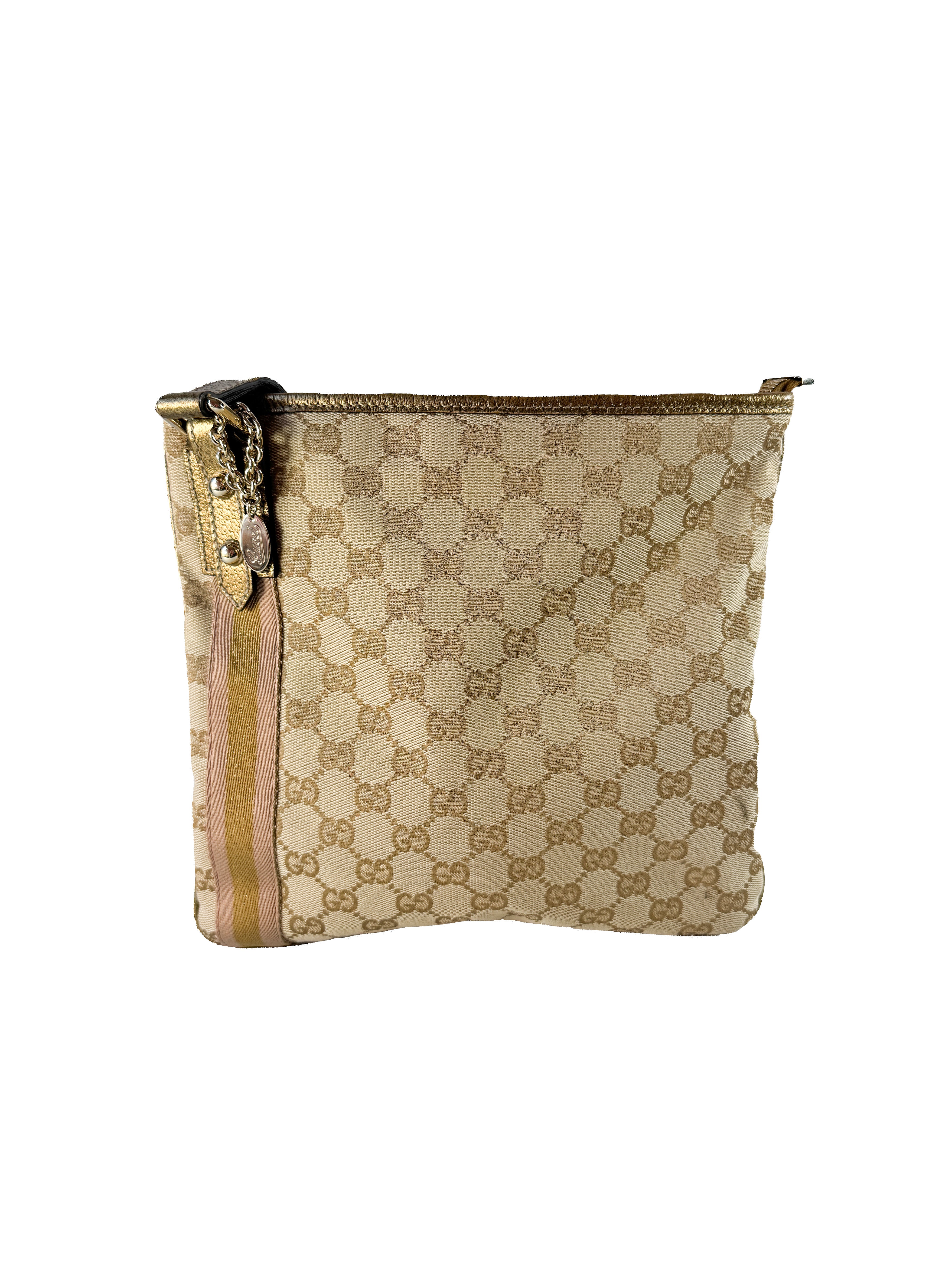 Gucci brown/gold/pink GG Jolicoeur messenger bag 203998