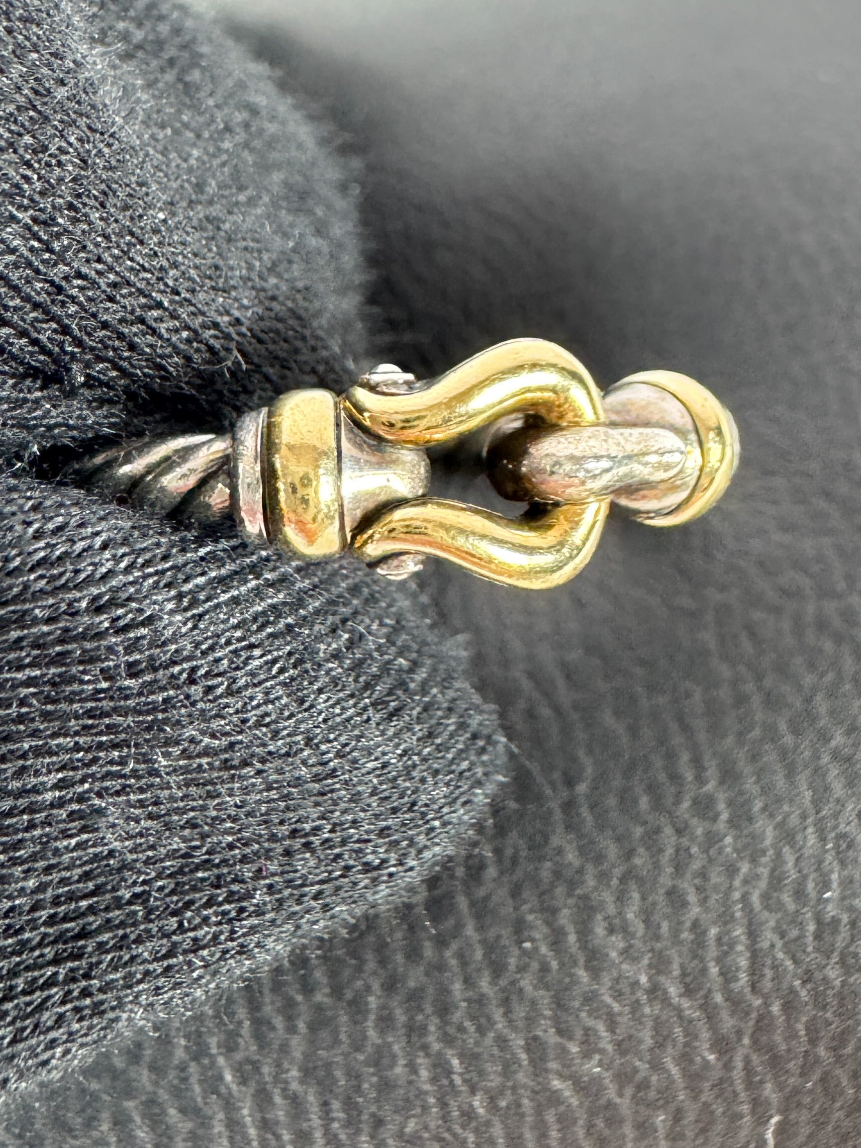 David Yurman sterling silver, 18k yellow gold buckle ring
