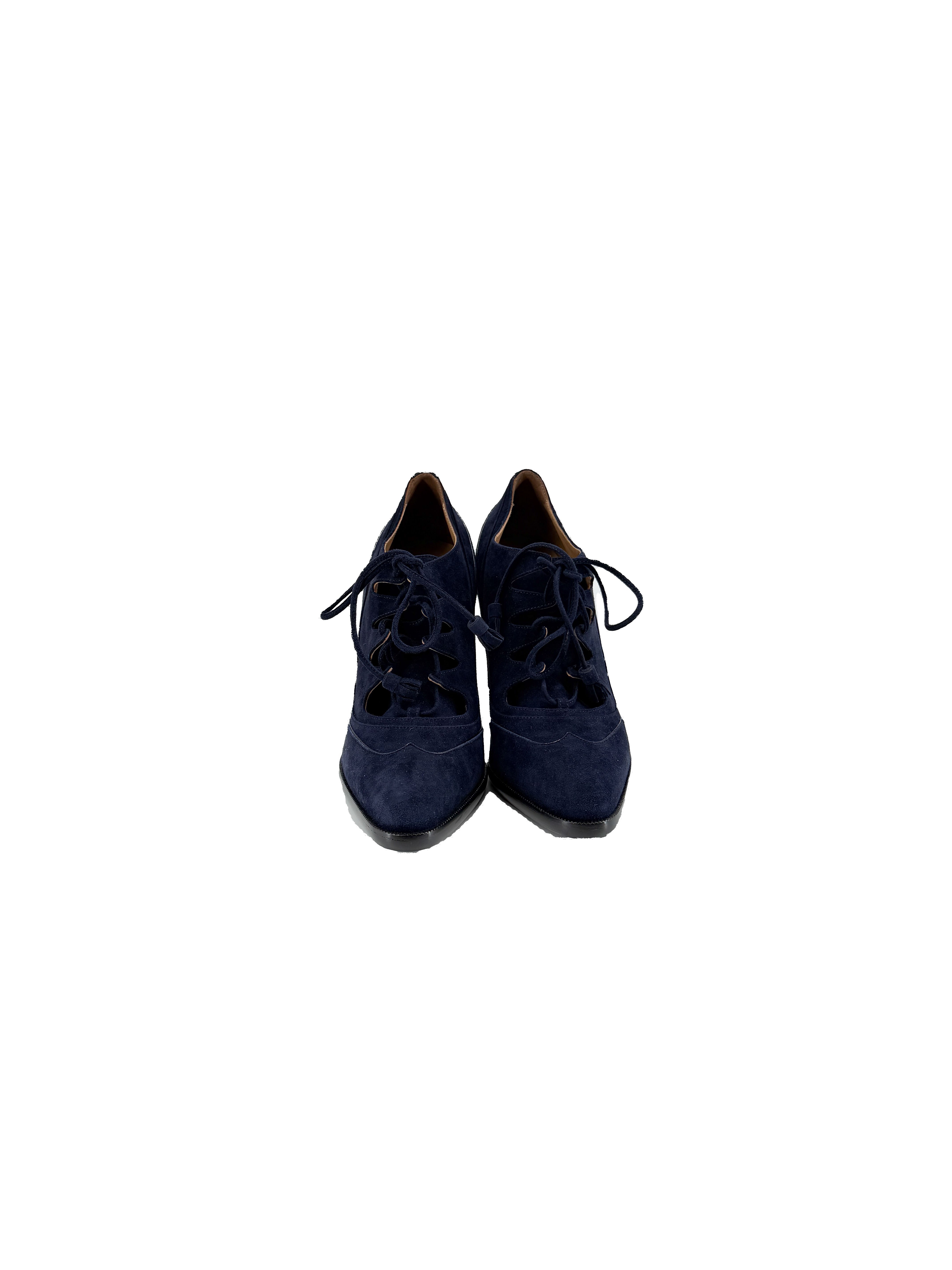 Hermès navy suede Farouche pumps size 39.5 NEW