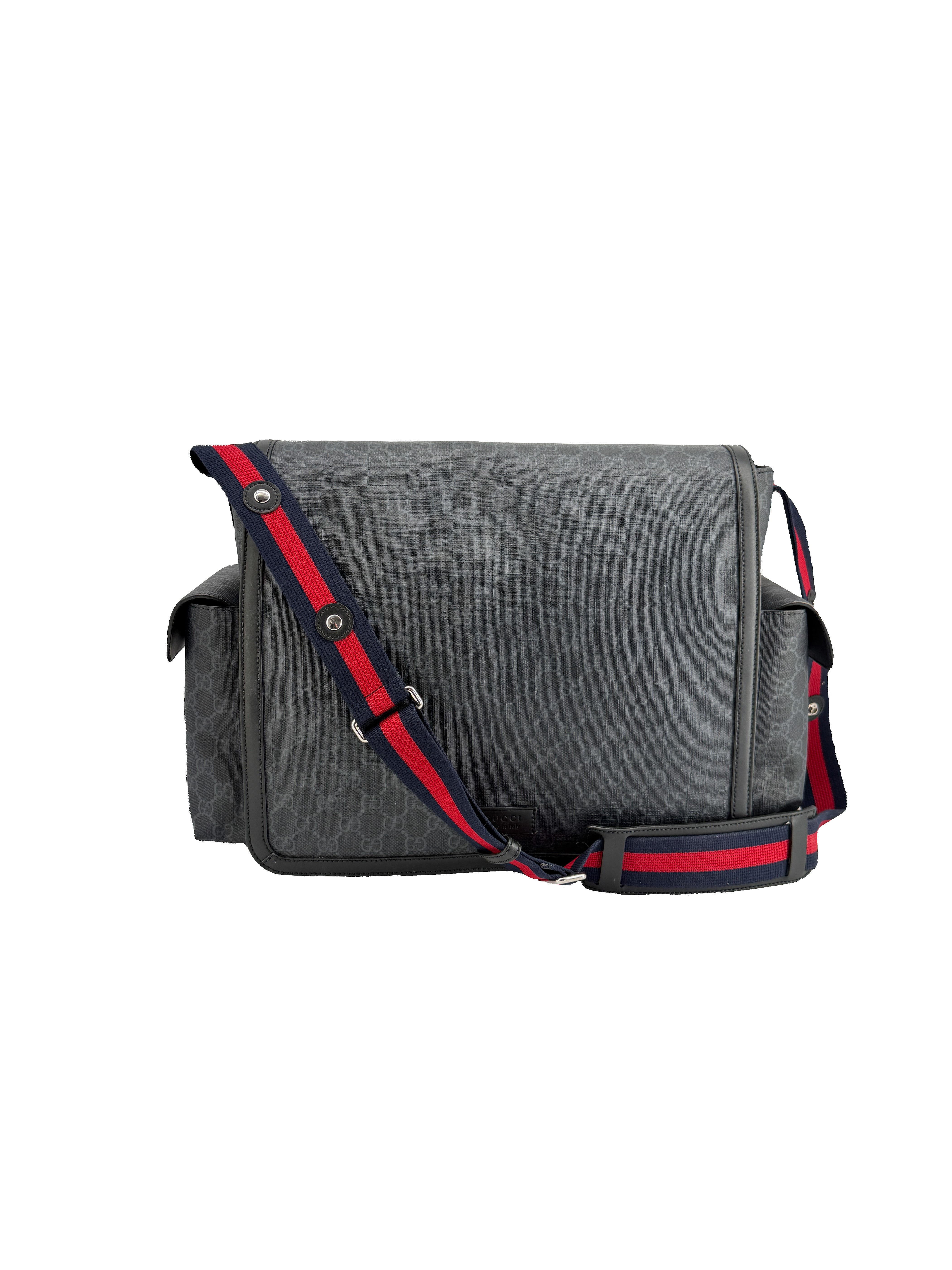 Gucci black GG Supreme messenger diaper bag 495909 525040