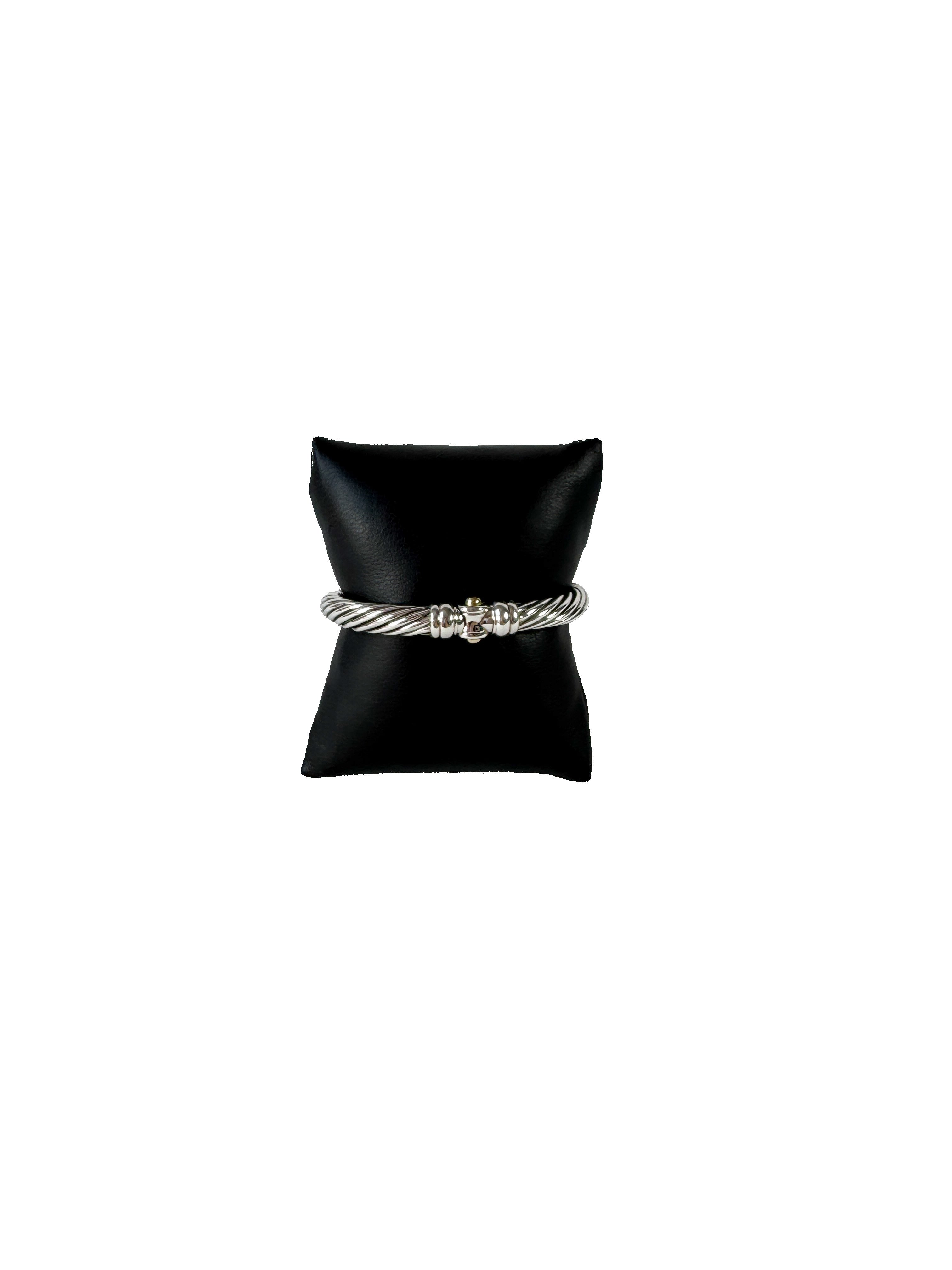 David Yurman sterling silver 14k gold Metro 7MM cable bracelet