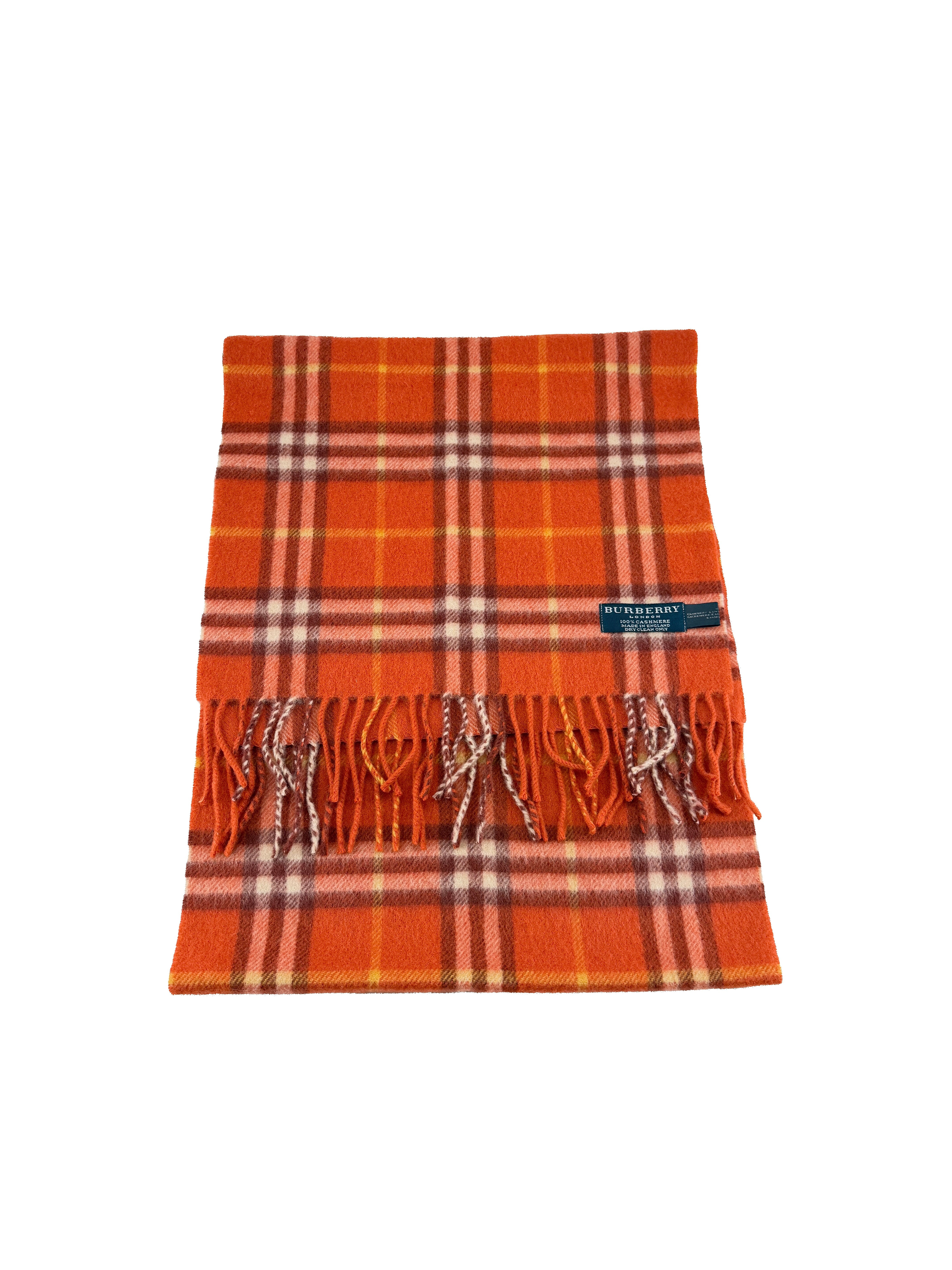 Burberry orange plaid Cashmere scarf
