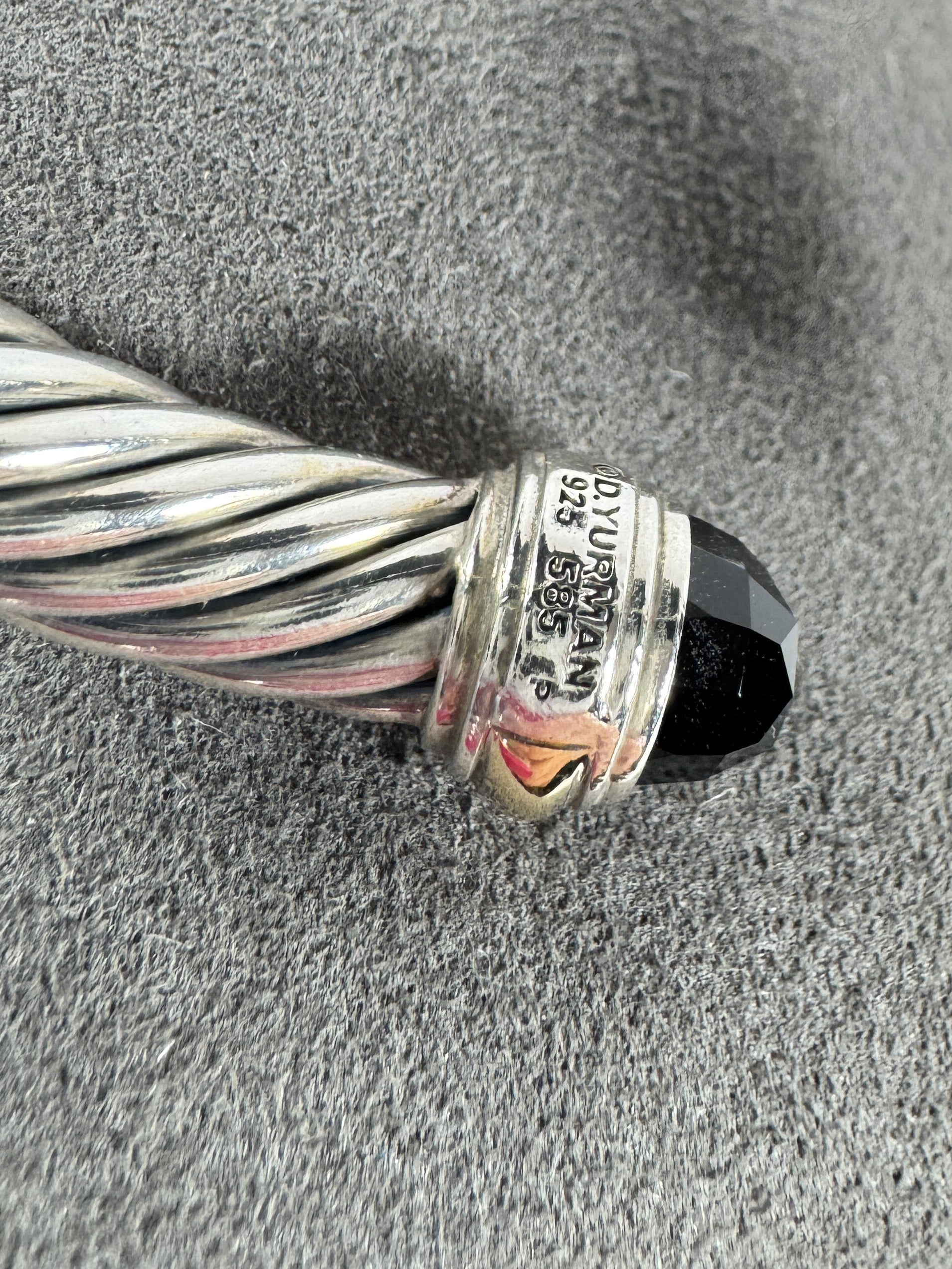 David Yurman sterling silver black onyx 7mm cable bracelet