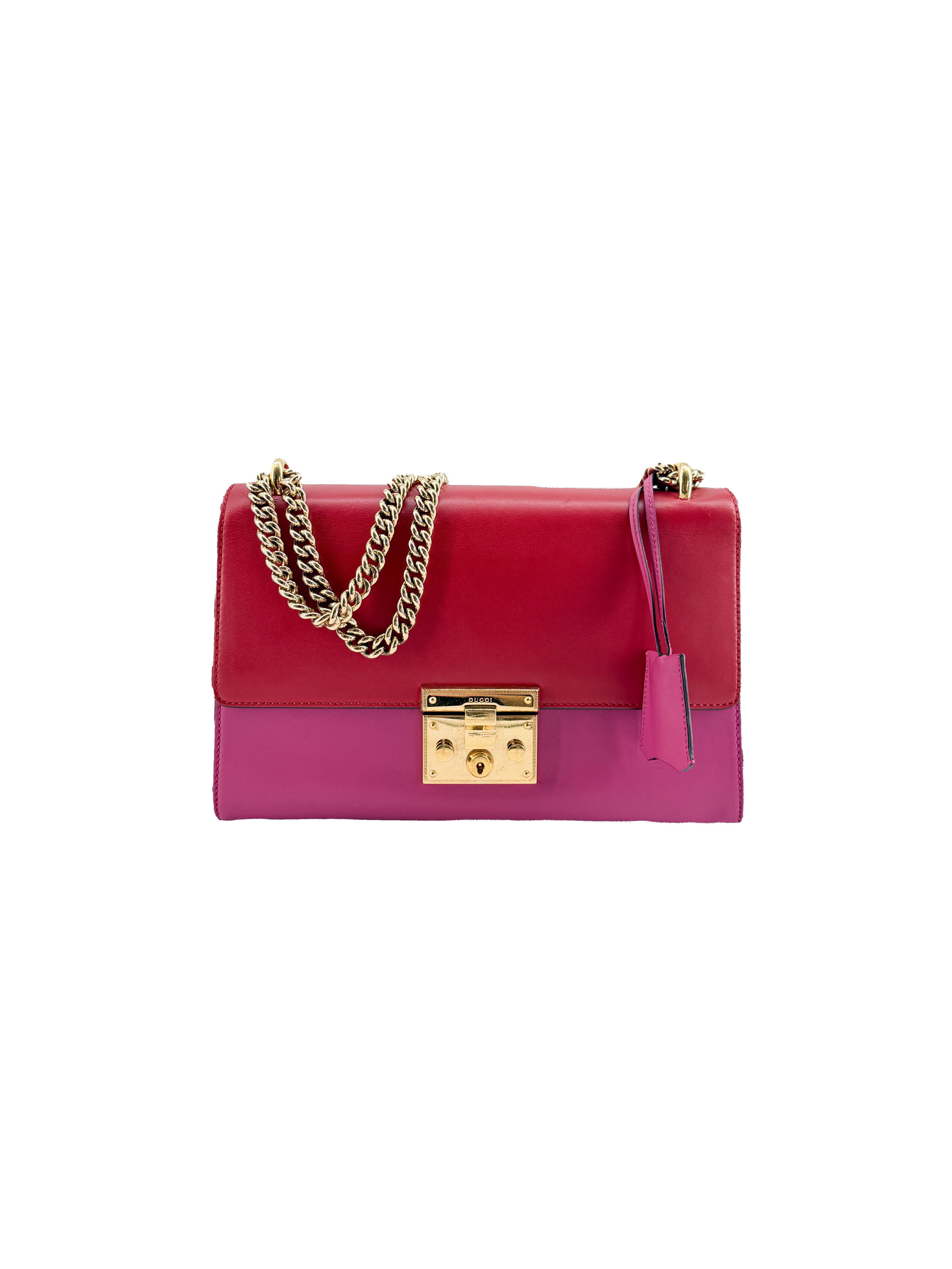 Gucci red, pink leather Medium Padlock shoulder bag 409486 498879