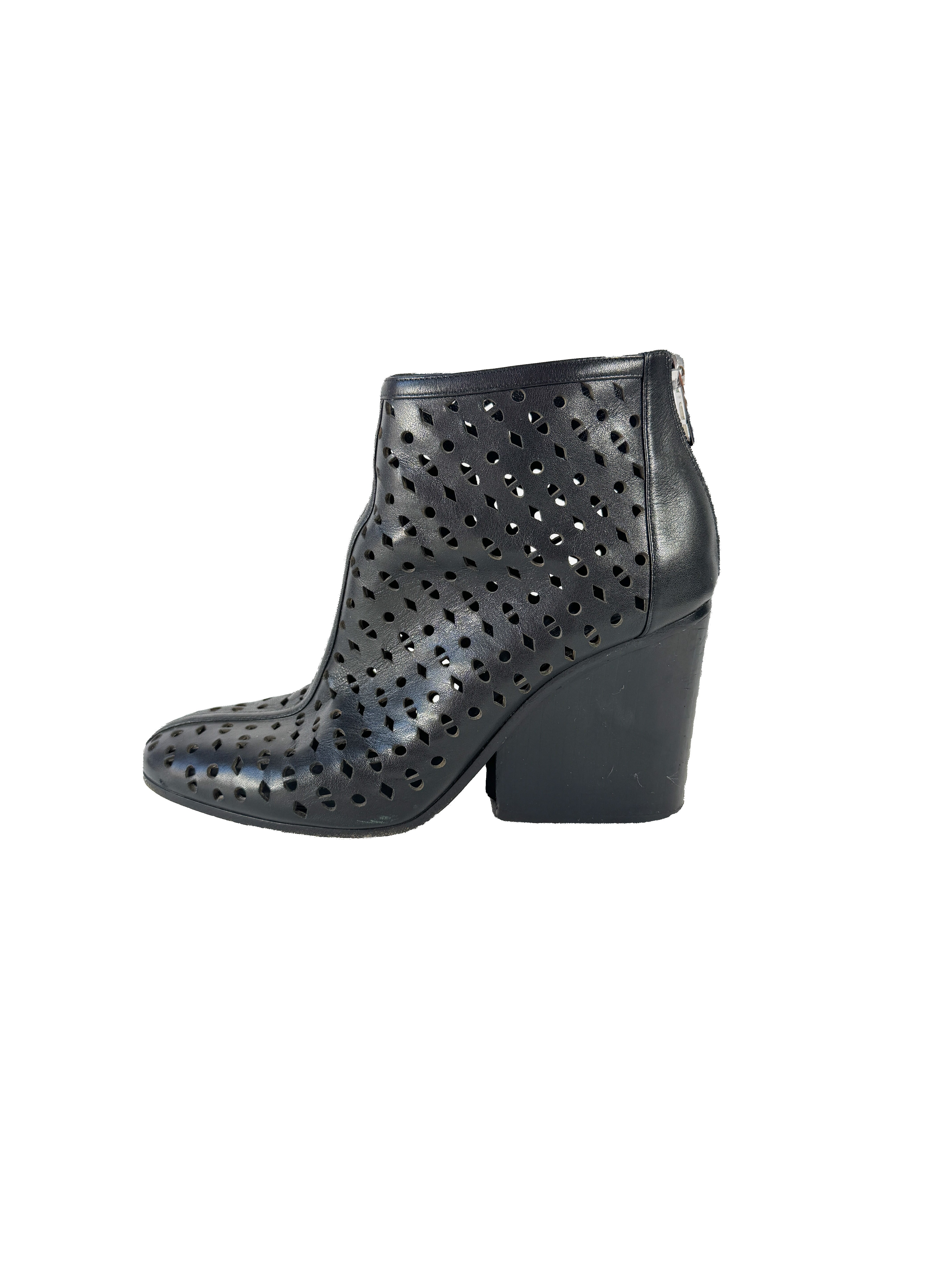 Hermès black leather Milady laser cut booties size 37 (7)