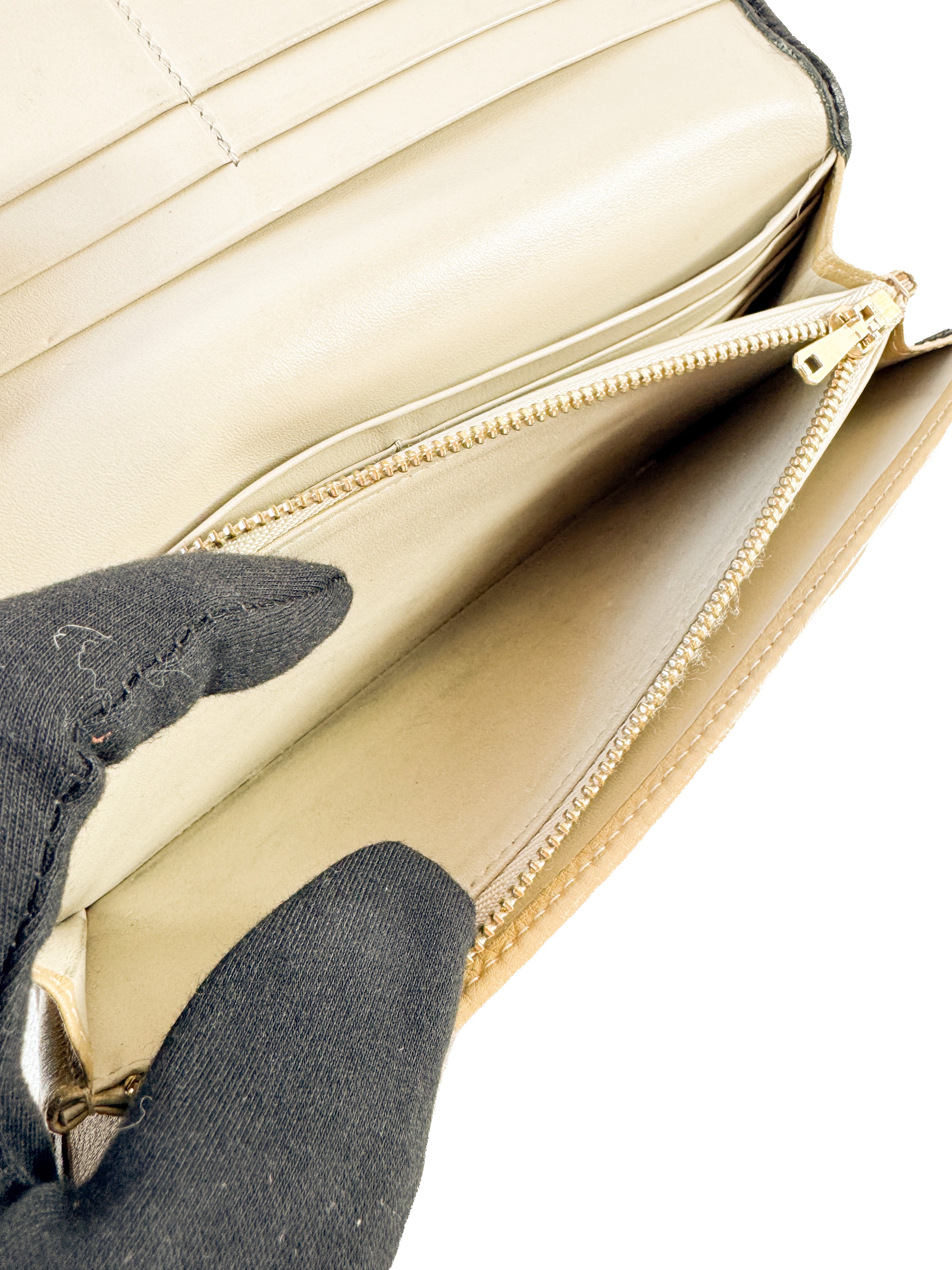 Loewe beige/black leather long wallet