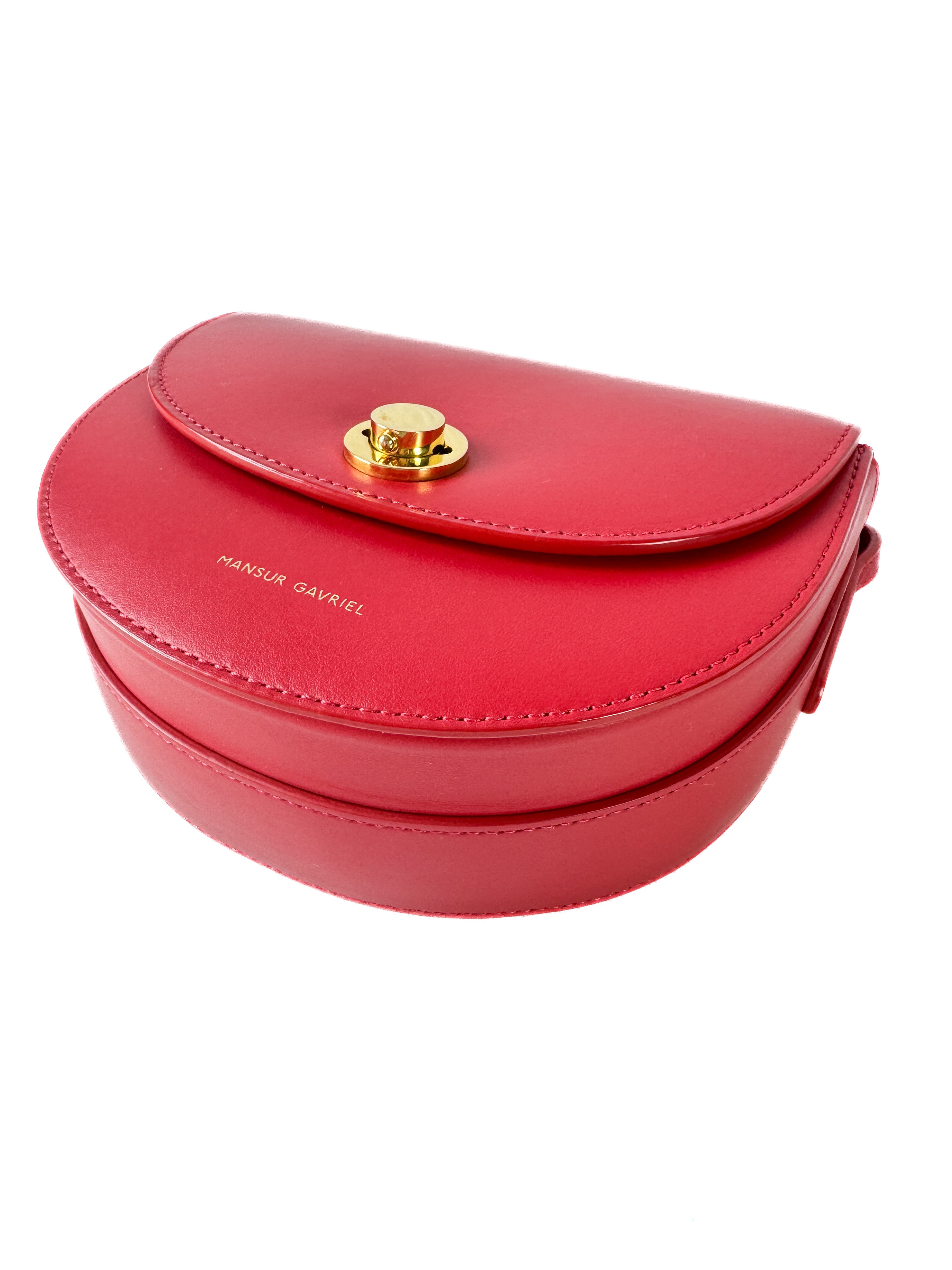Mansur Gavriel red leather Mini Saddle crossbody