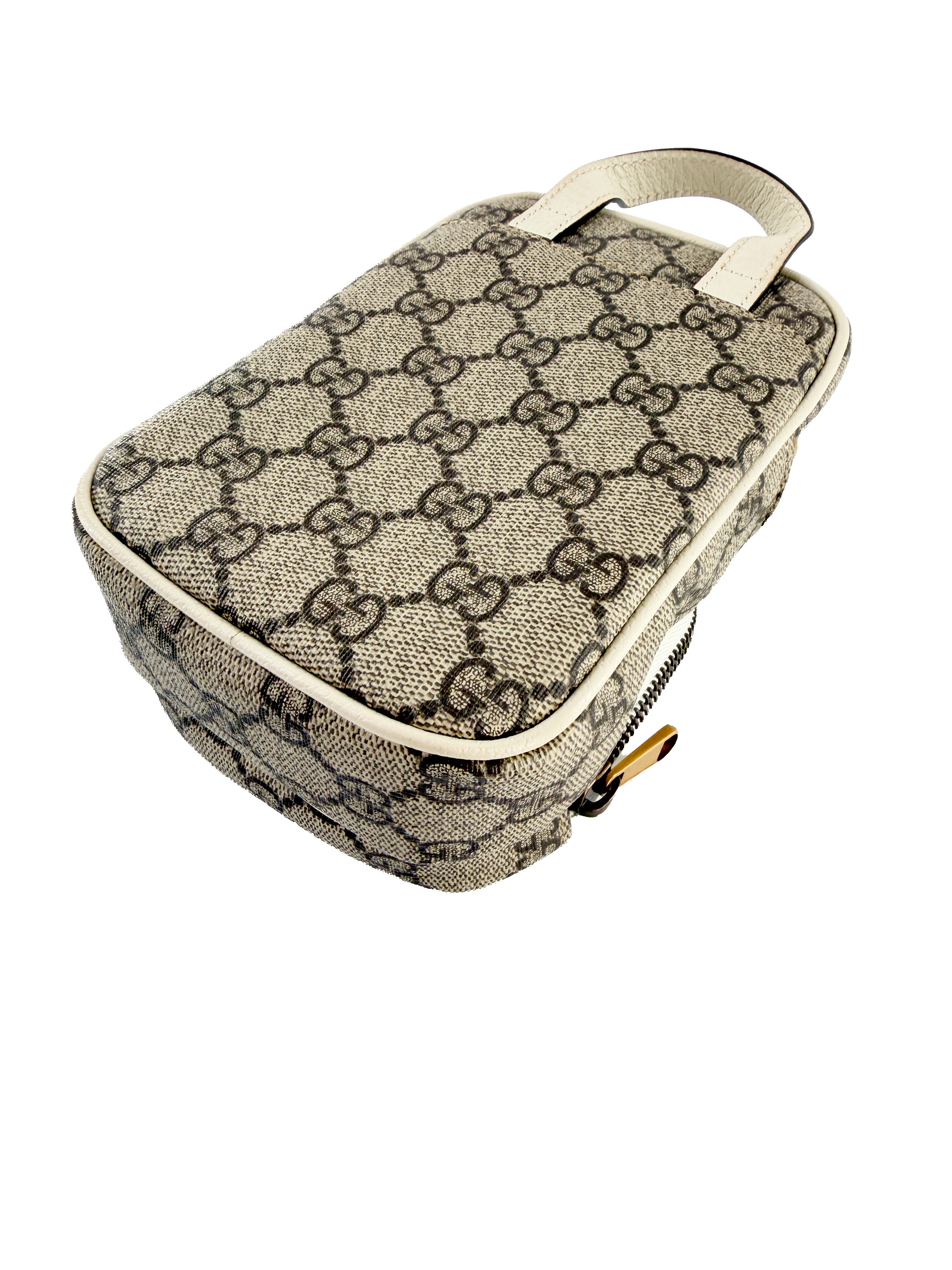 Gucci Ophidia Top Handle Crossbody Bag GG Coated Canvas Mini White 671682 493075