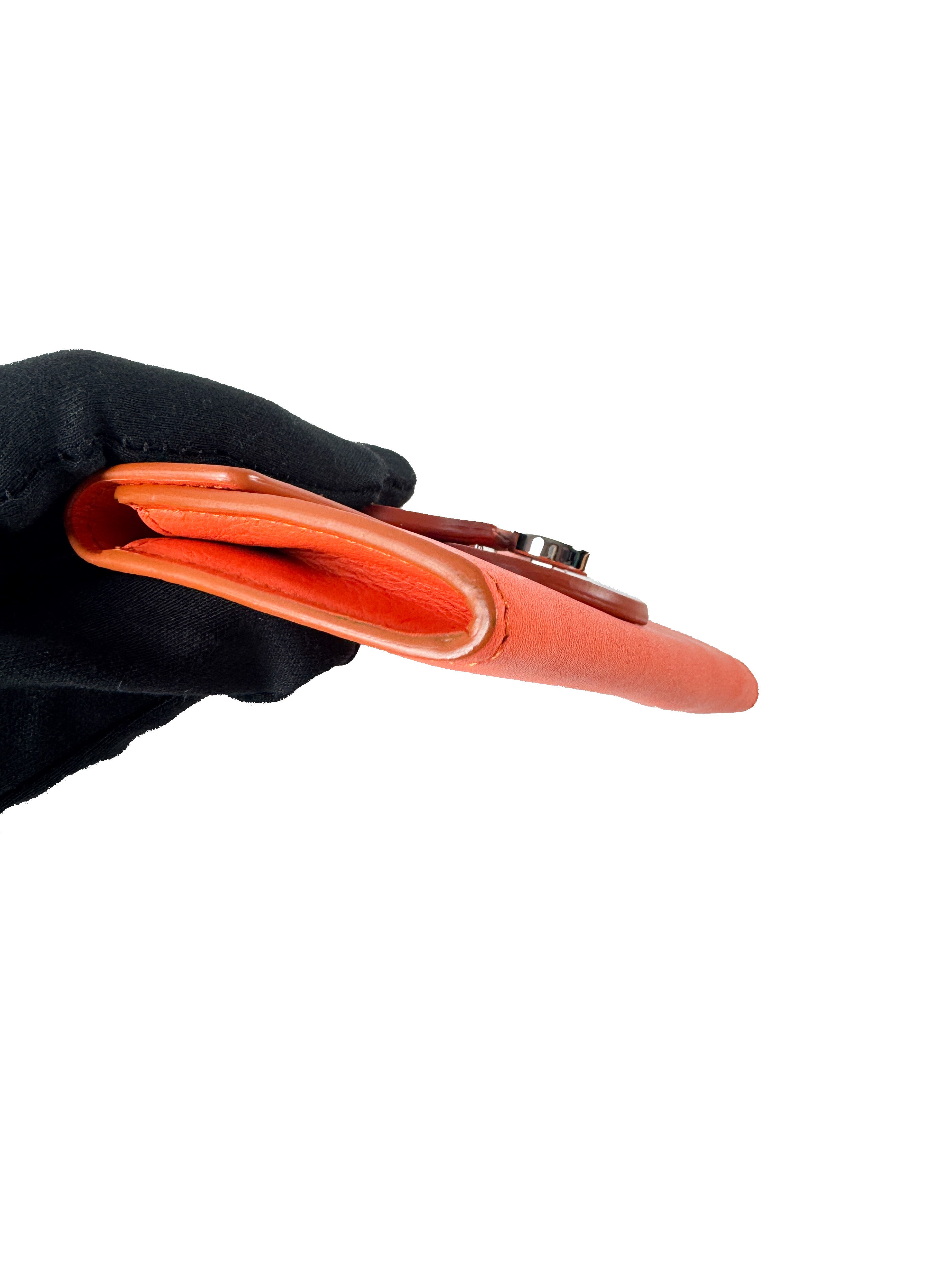 Ralph Lauren orange/green leather Ricky card holder