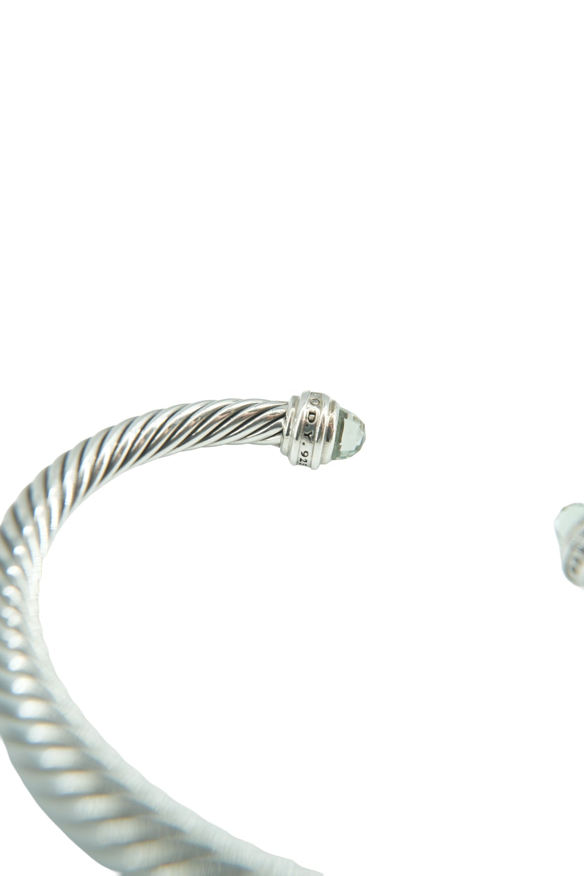 David Yurman sterling silver Prasiolite diamond cable classic bracelet