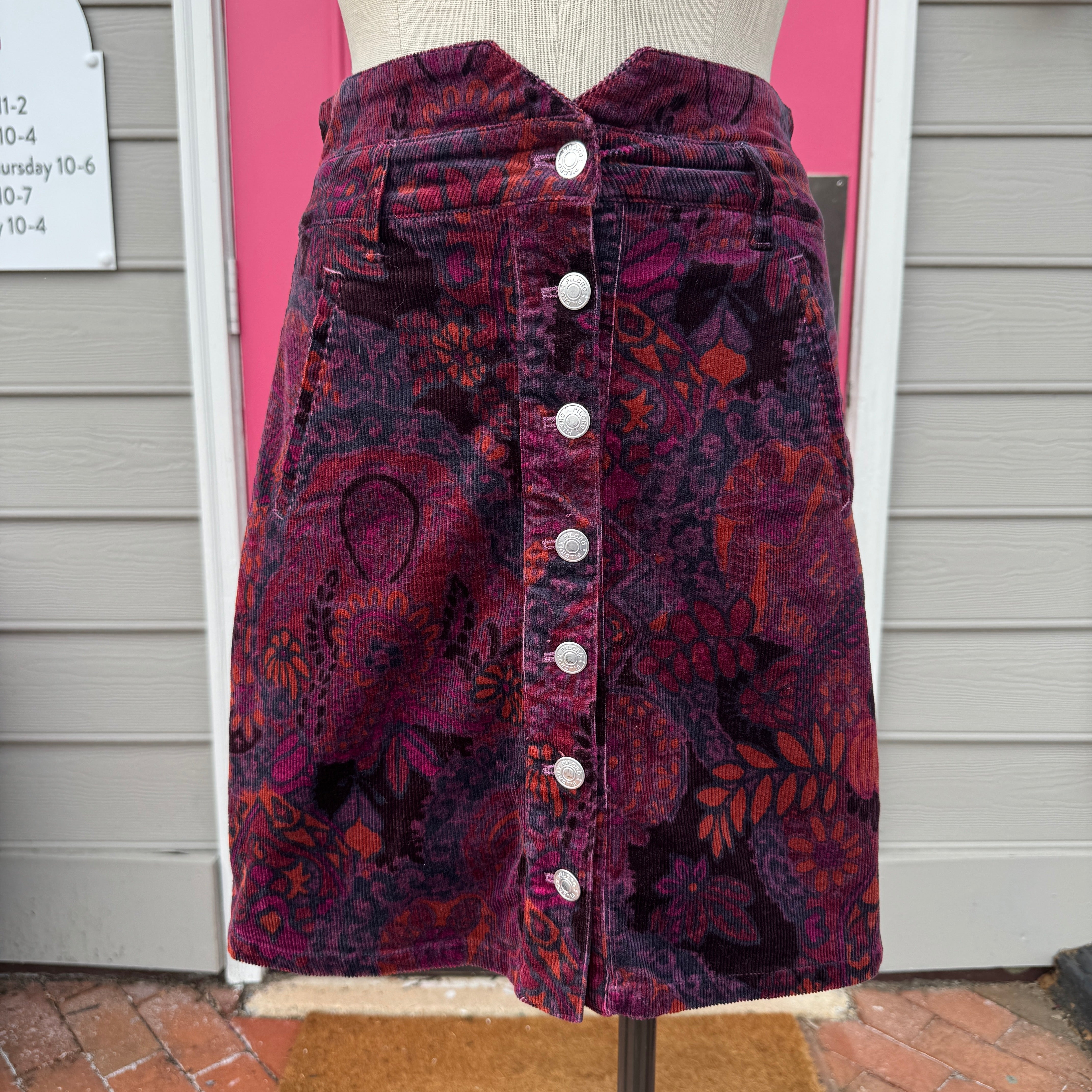 Pilcro and the Letterpress purple corduroy skirt size 4