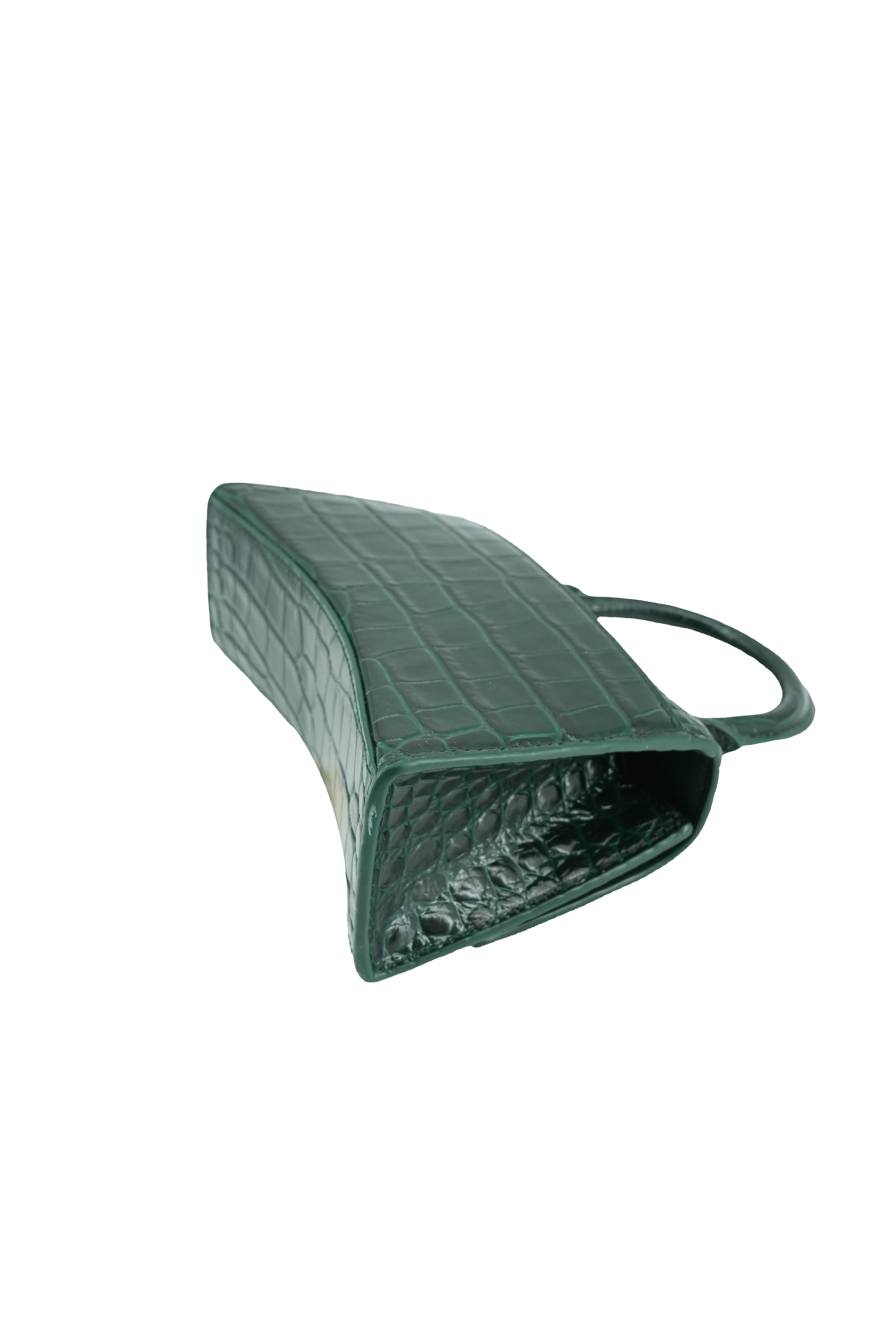 Balenciaga green croc embossed hourglass XS 493075