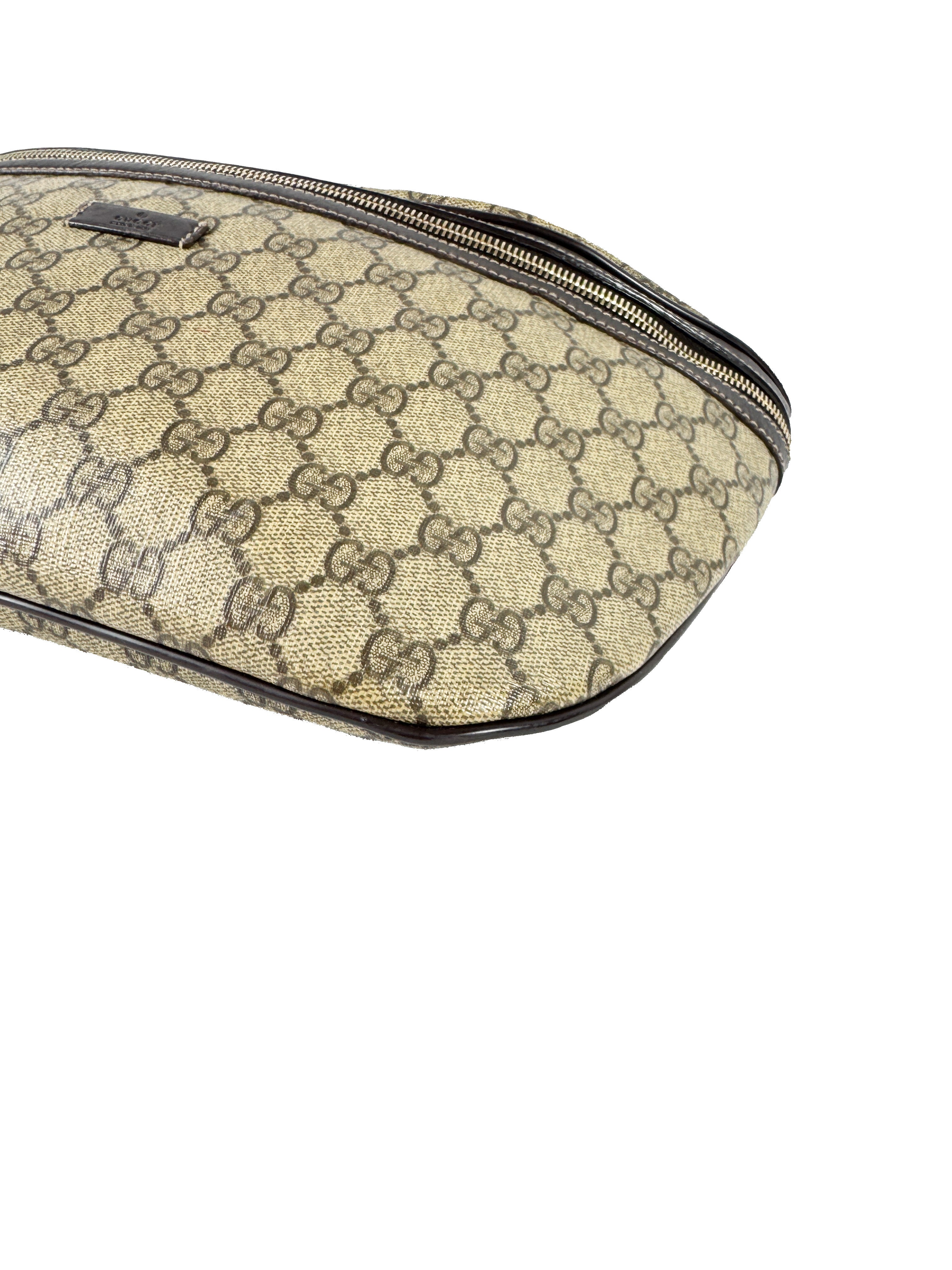 Gucci brown coated canvas GG belt bag 211110001998