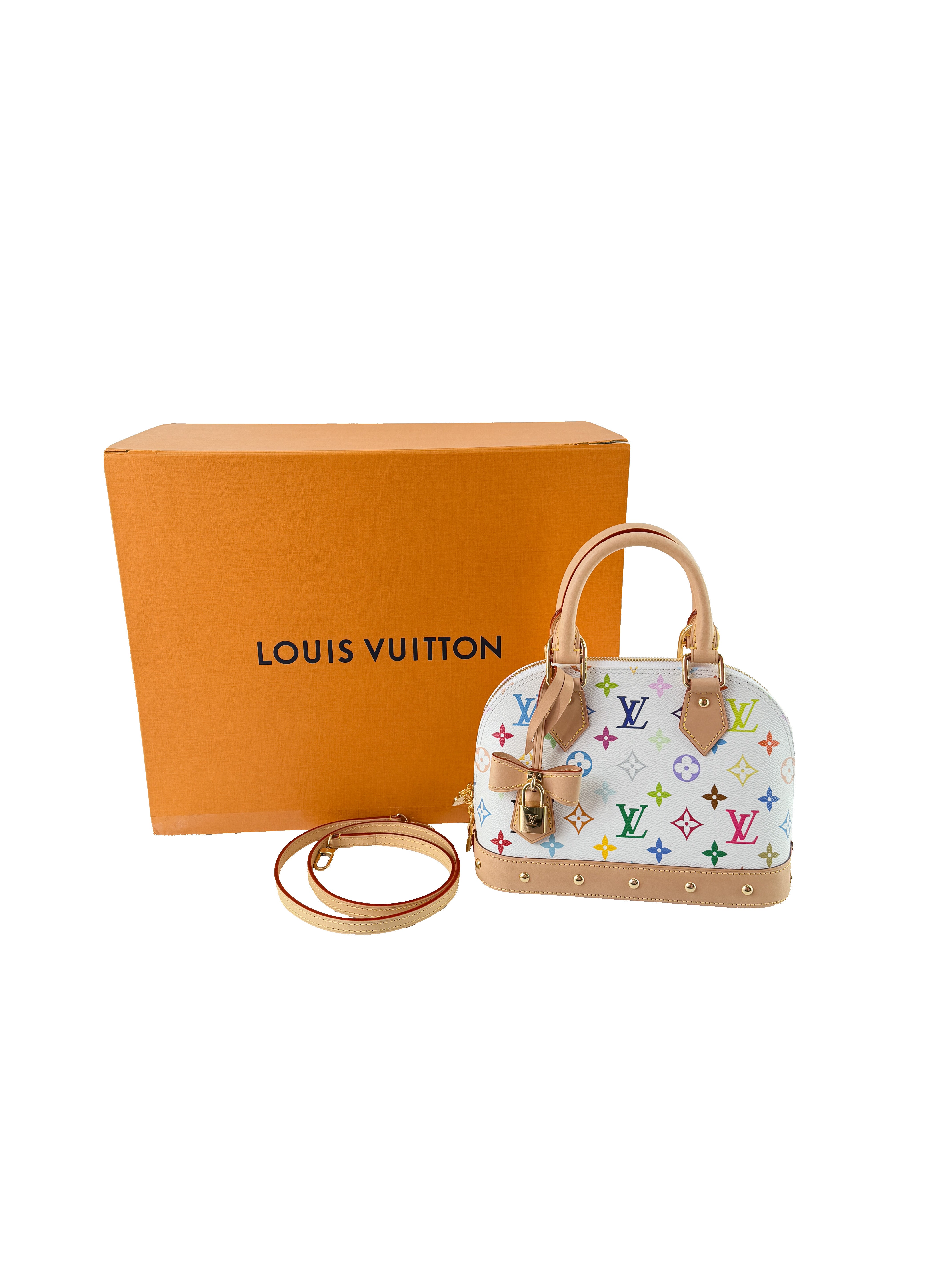 Louis Vuitton x Takashi Murakami multicolor Alma BB white NFC