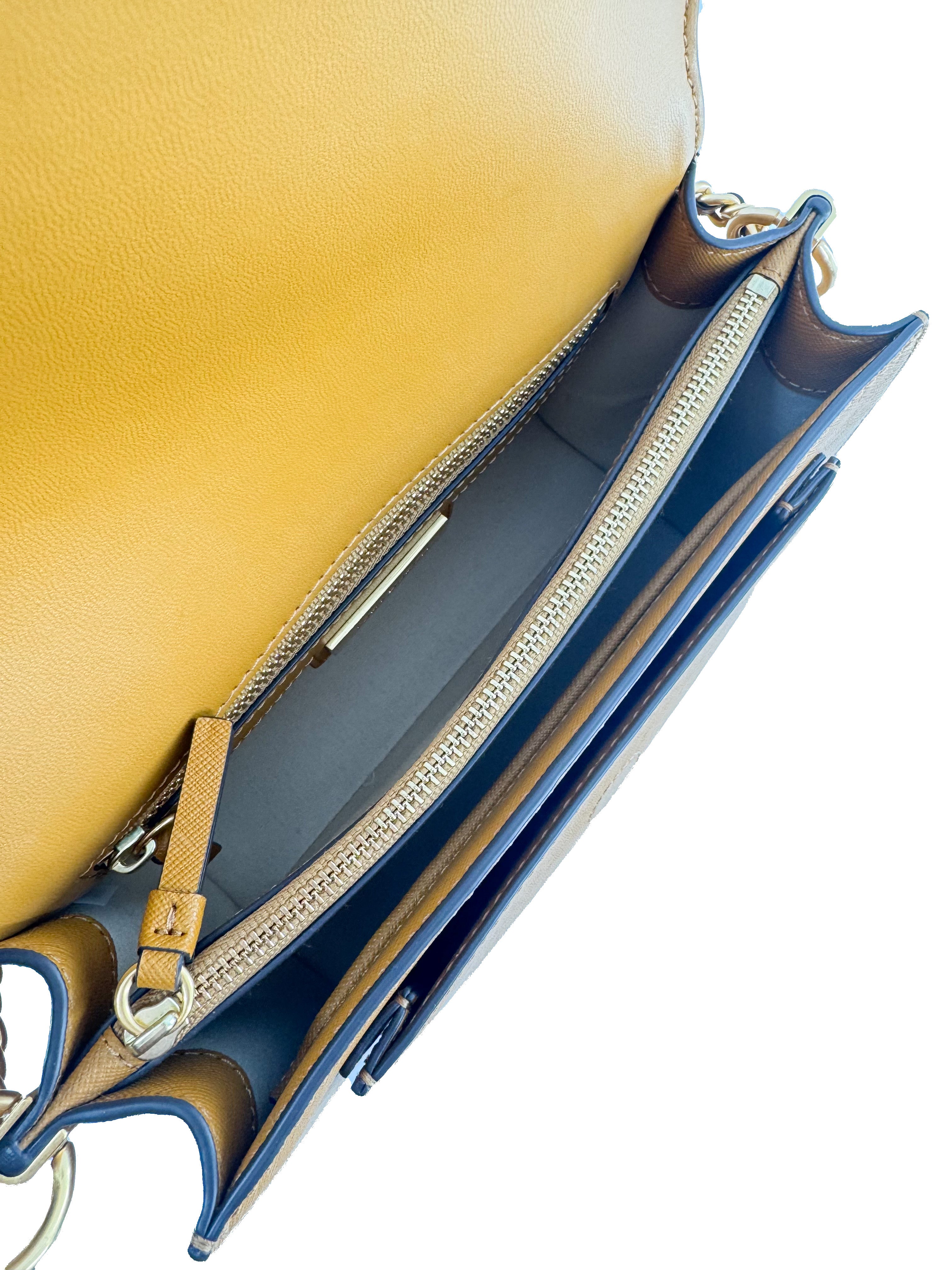 Tory Burch mustard yellow Robinson convertible shoulder bag