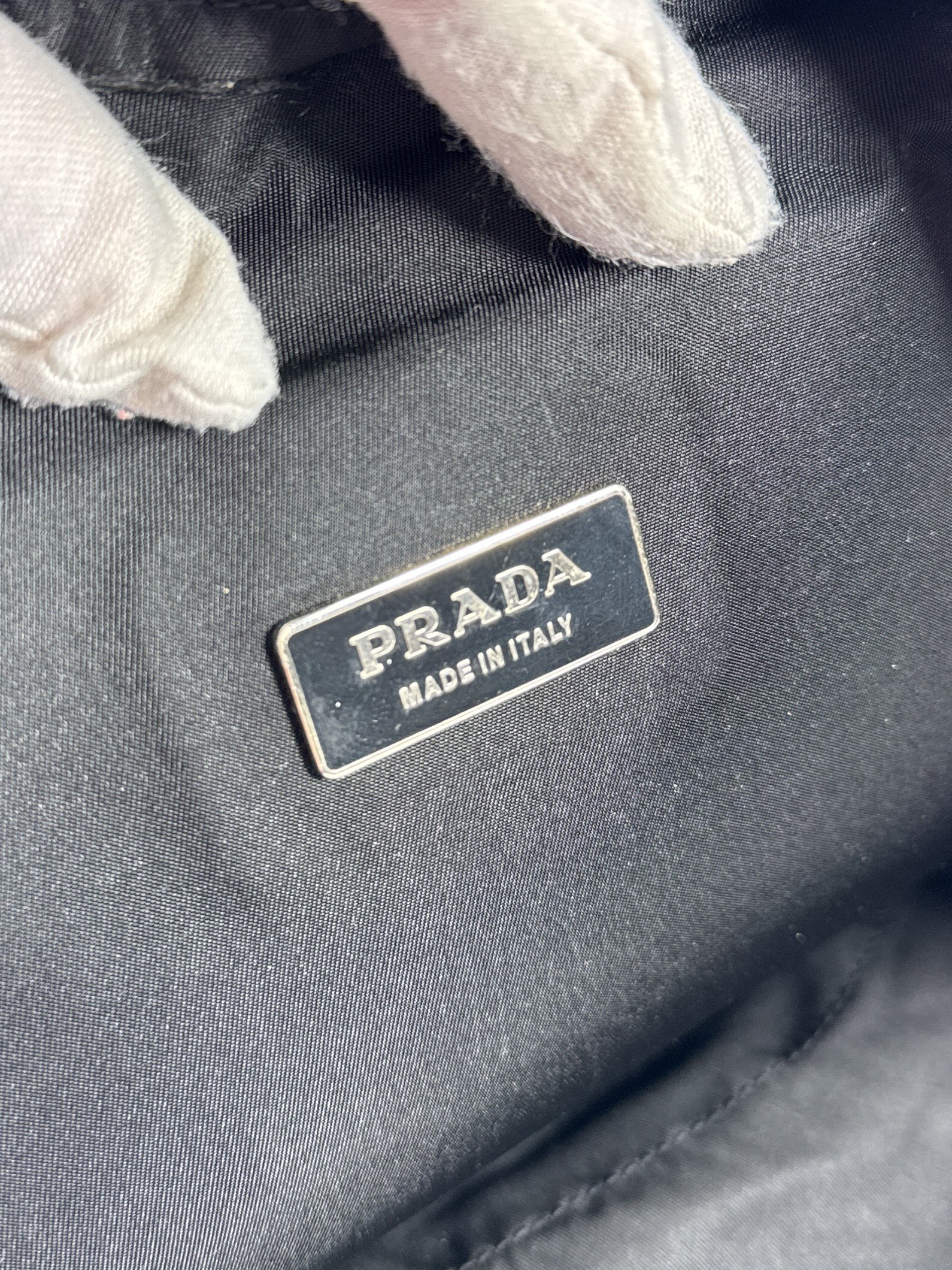 Prada Tessuto black double buckle backpack large