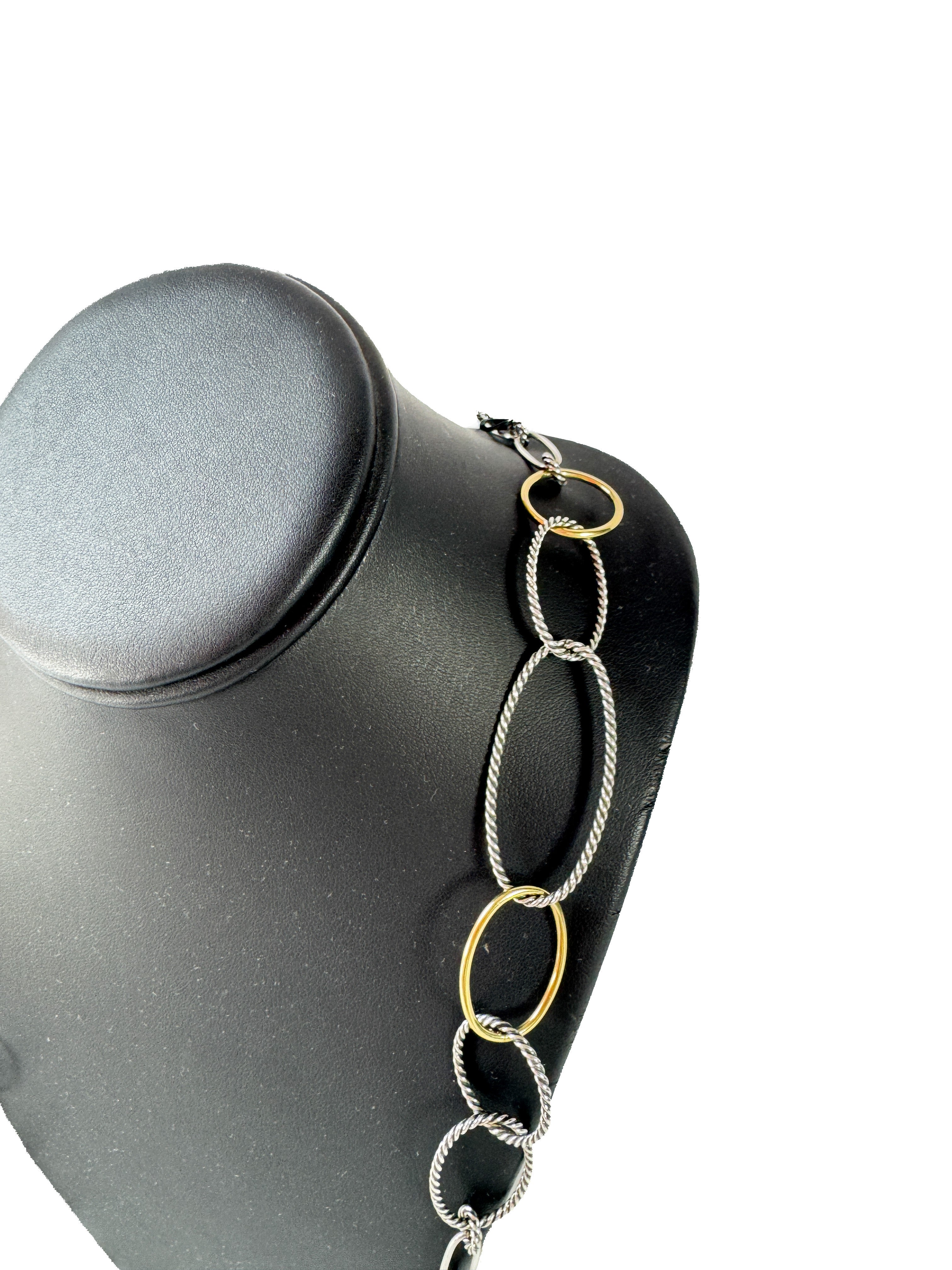 David Yurman mobile oval link sterling silver 18k gold necklace